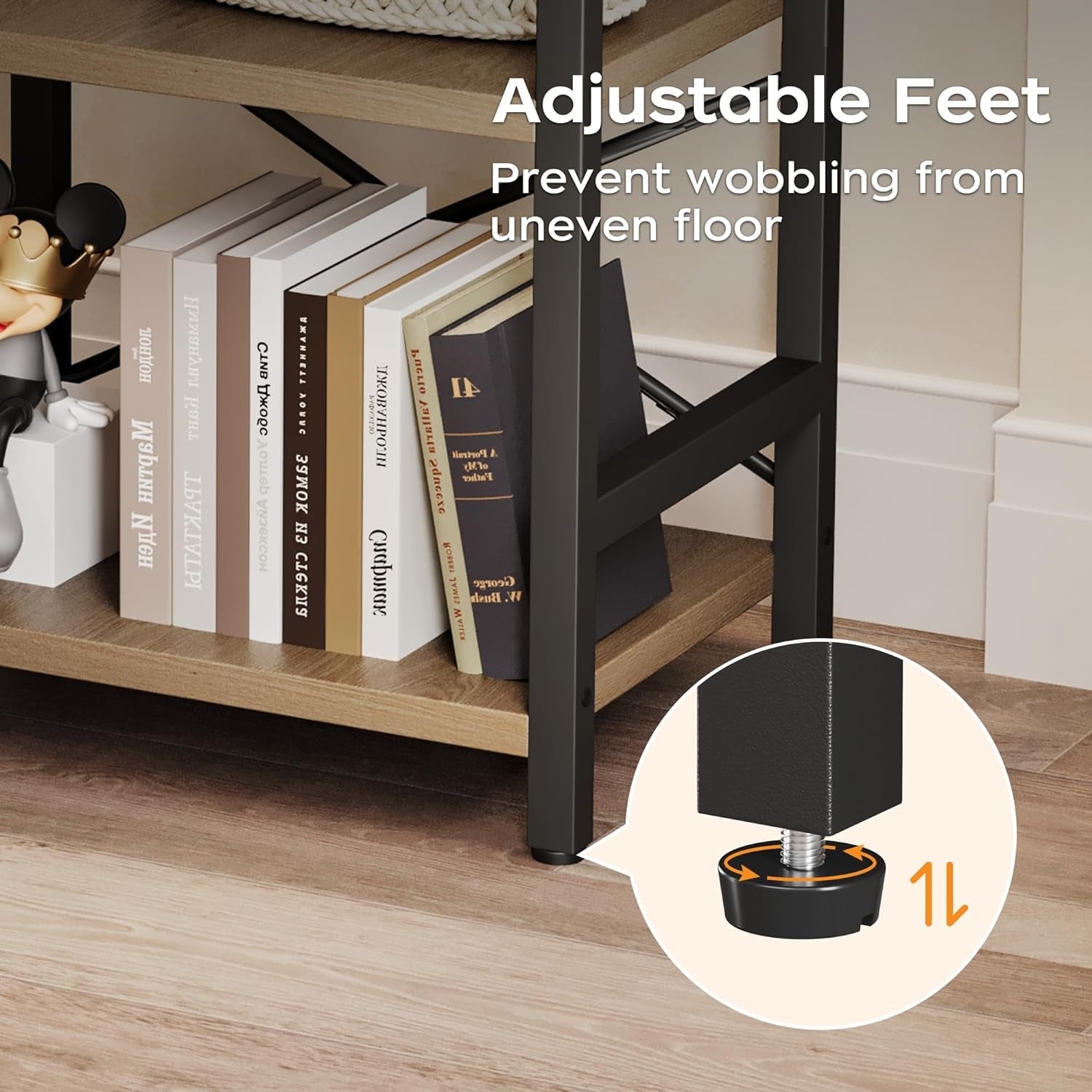 3 Tier Industrial Metal Bookcase Rustic Etagere Shelf Light Coffee