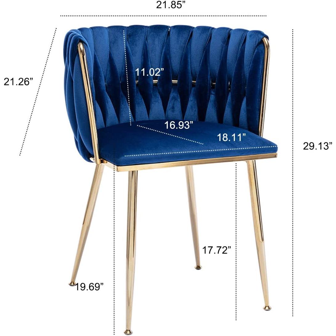 Blue Wingback Dining Chairs Set Of Four Modern Style