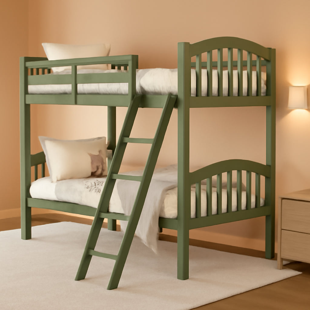 Olive Twin Over Twin Bunk Bed Converts To Two Beds
