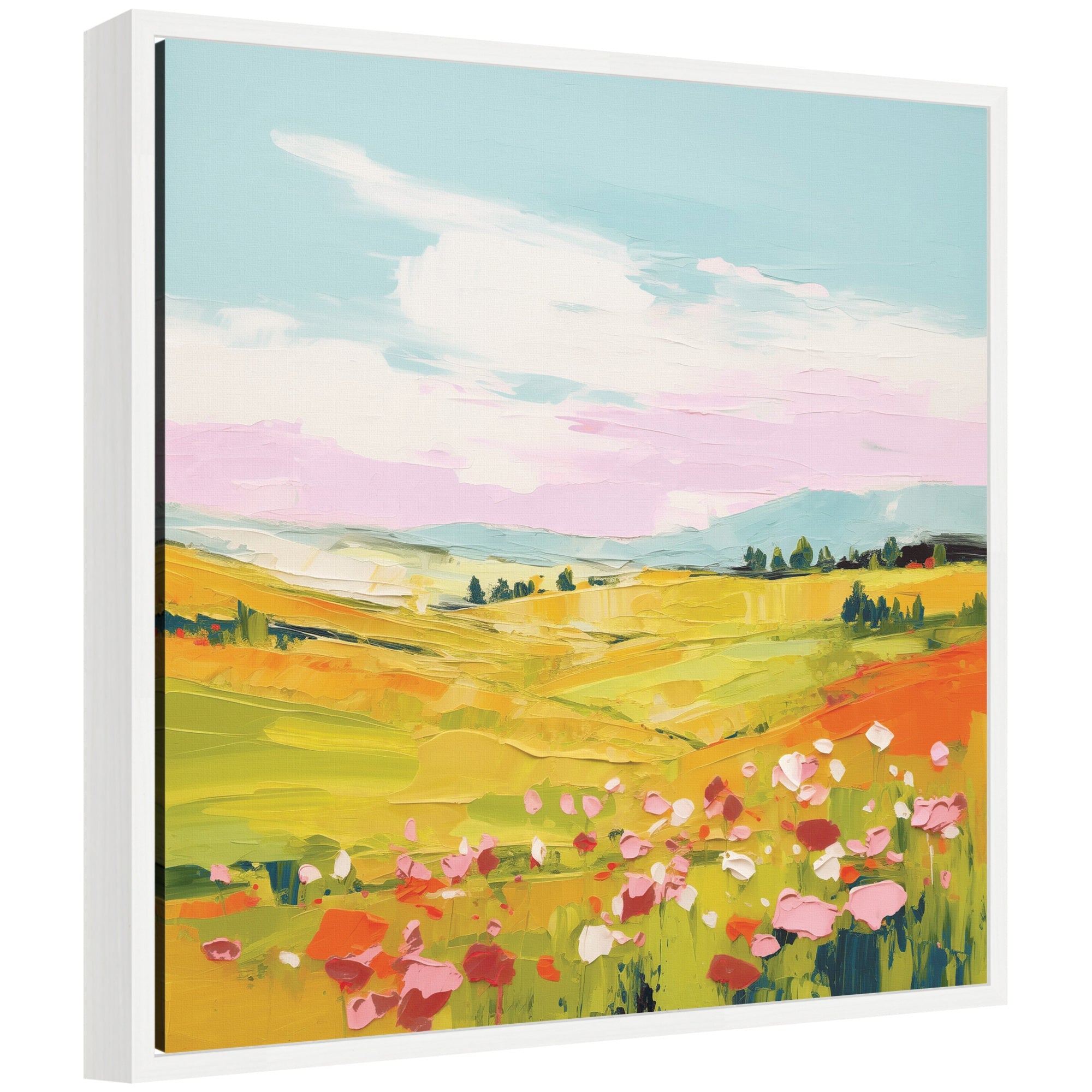 Sylvie Colorful Meadow Landscape Framed Canvas by The Creative Bunch Studio