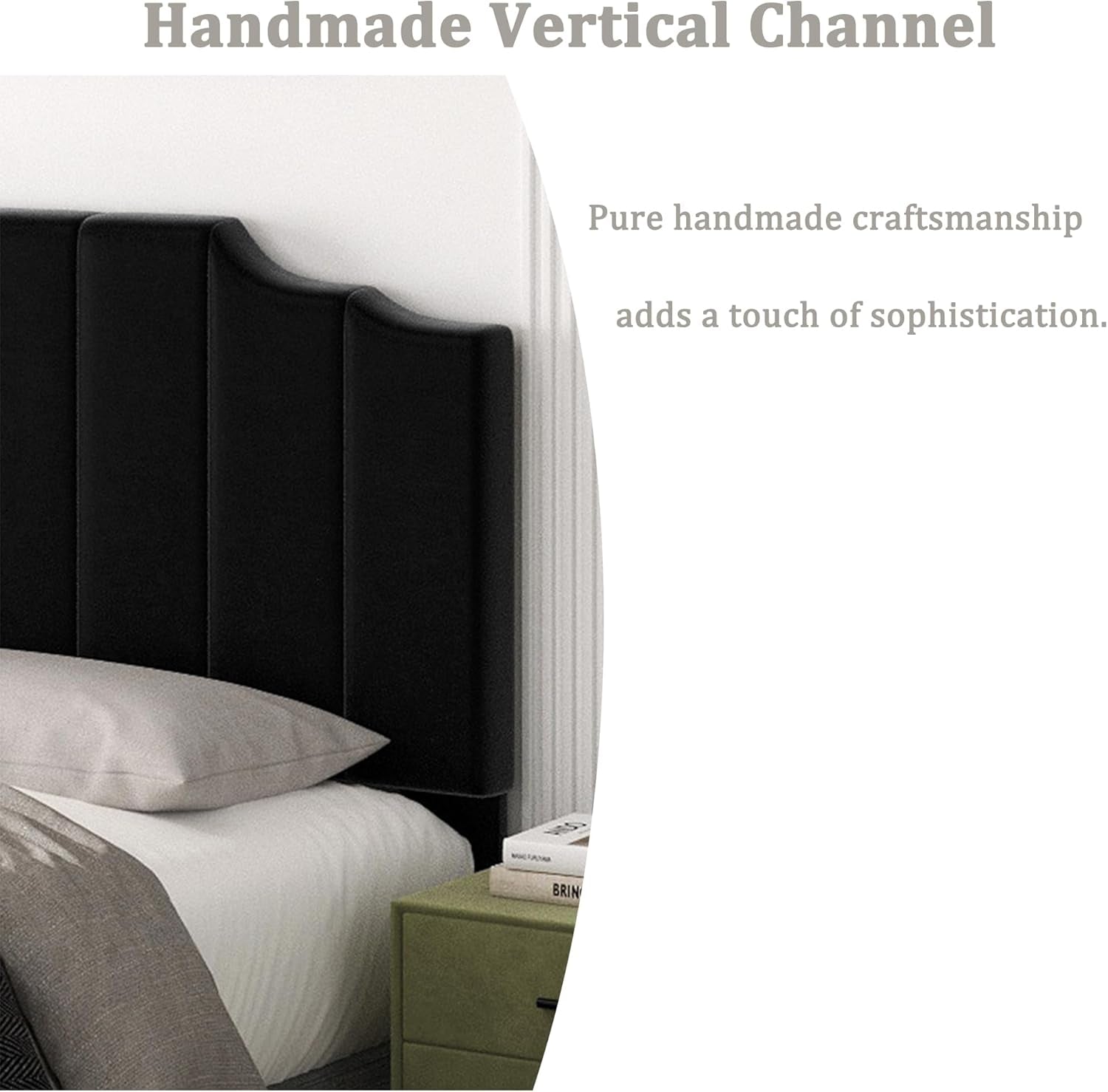 Velvet Wall Mounted Queen Size Headboard with Tufted Design