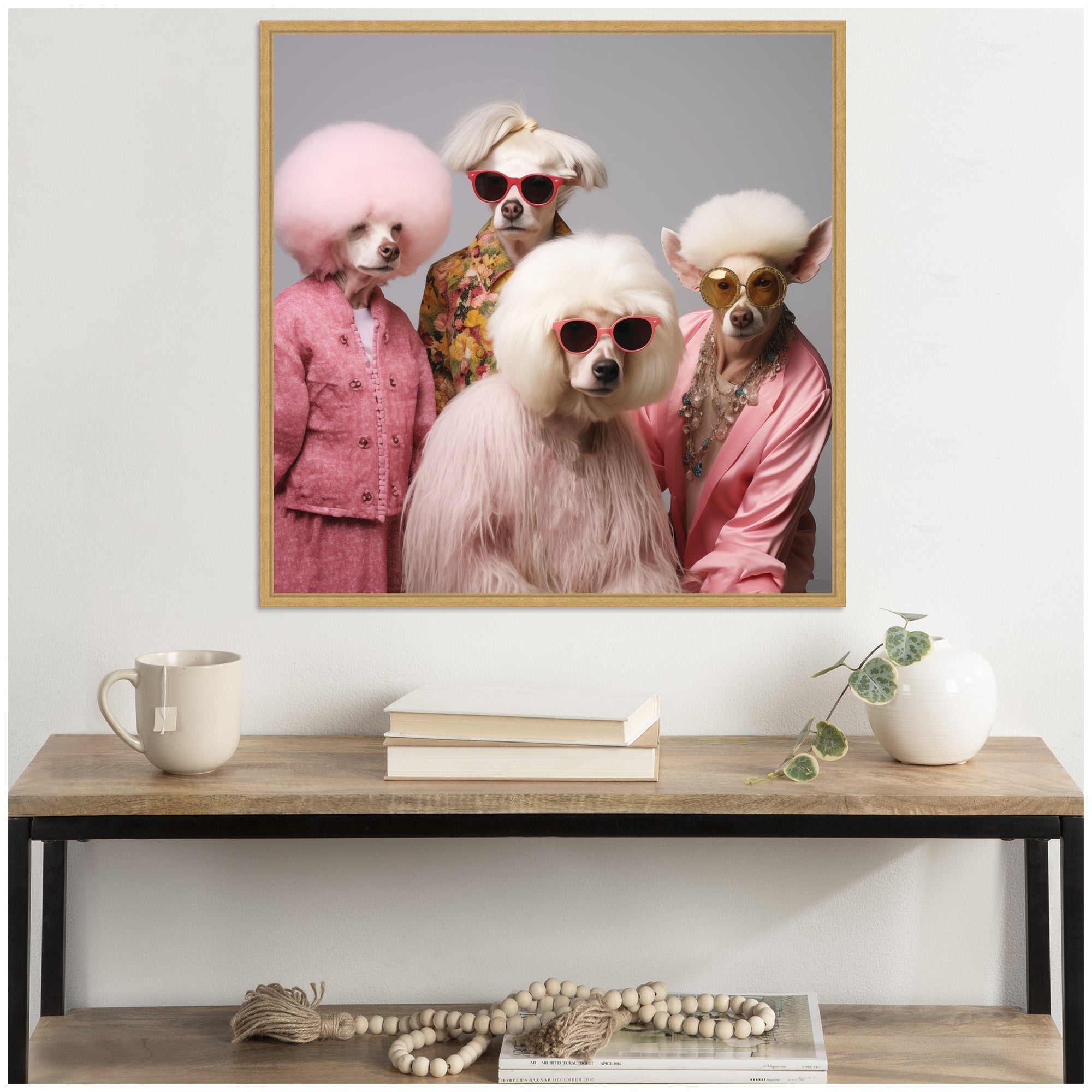 Sylvie Golden Lady Dogs Framed Canvas by The Creative Bunch Studio