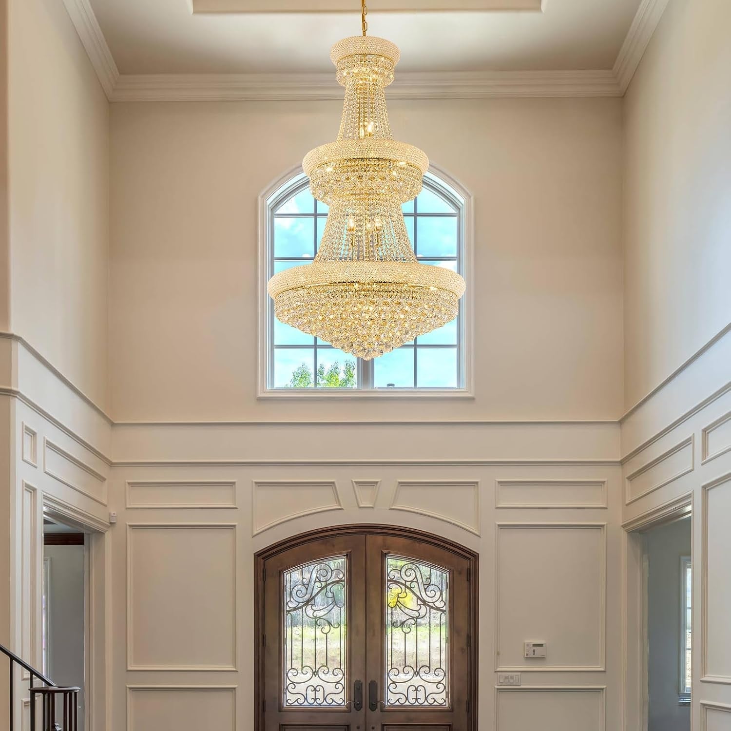 Large Thirty One Light Empire Crystal Chandelier Gold Finish-3