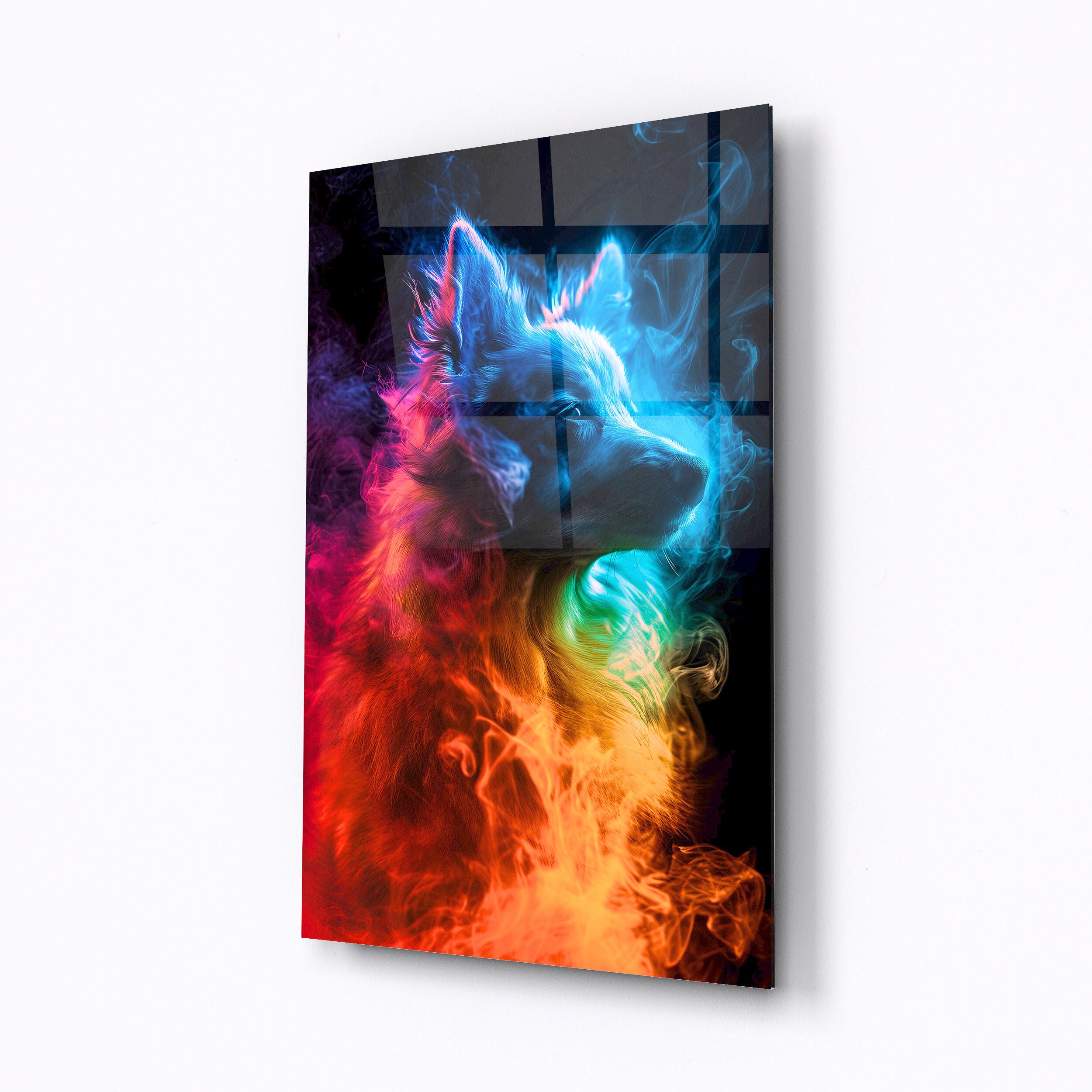 Tempered glass wall art Colored dog-0