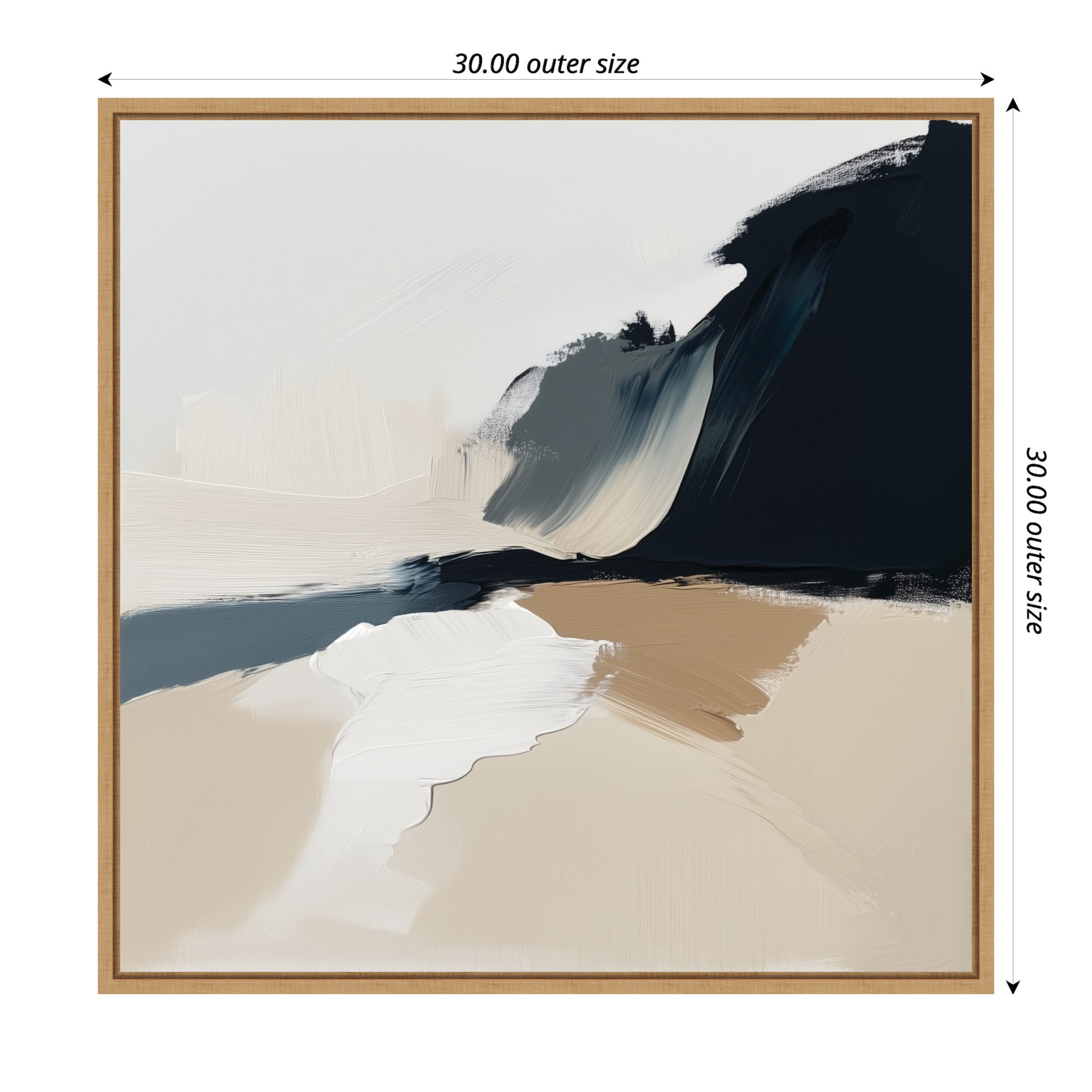 Sylvie Coastal Sand Modern Abstract Landscape II Framed Canvas by The Creative Bunch Studio