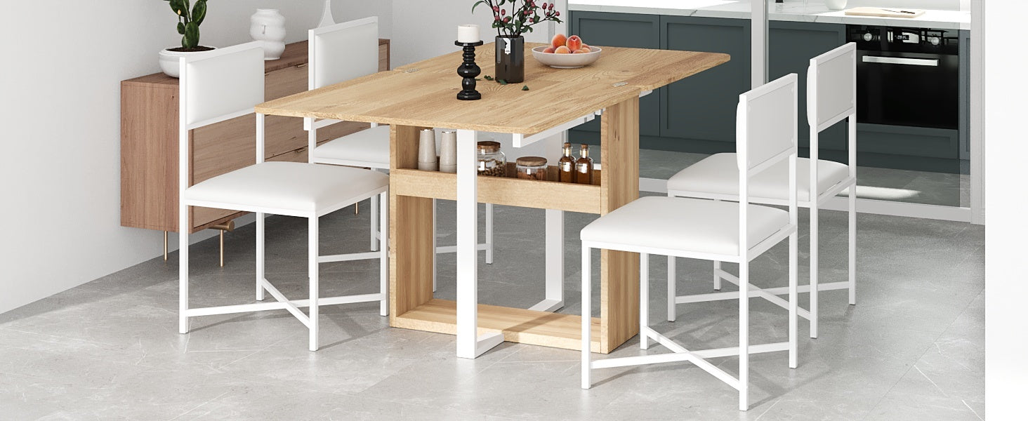 TOPMAX Modern Compact 63-inch 5-Piece Extendable Dining Table Set