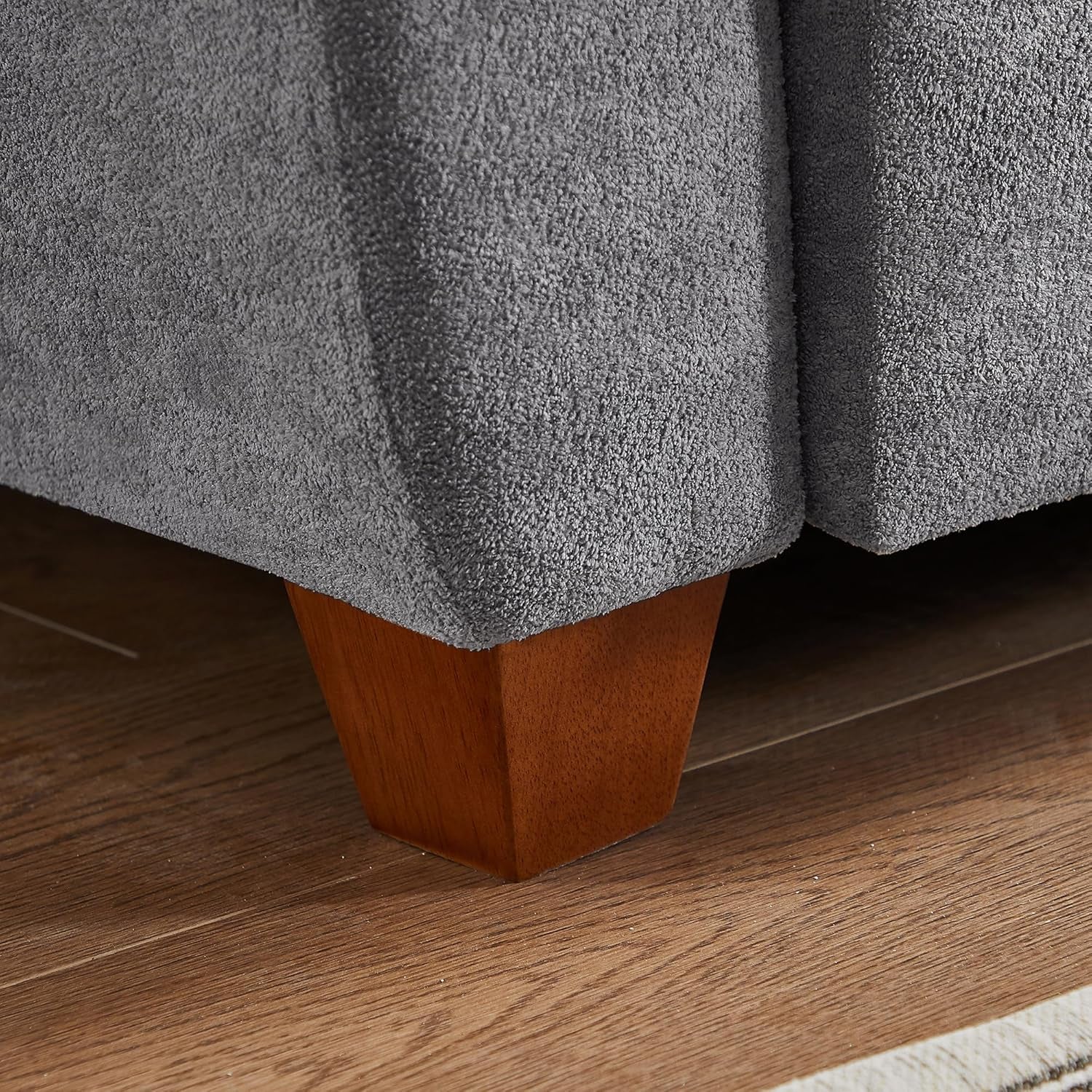 Light Grey Microfiber Sectional Sofa With Storage Ottoman