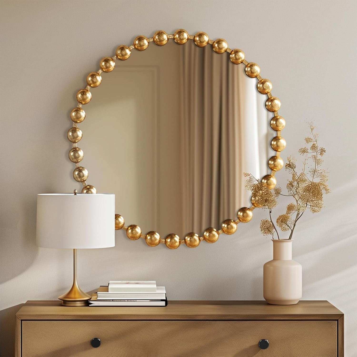 Round Wall Mirror With Gold Metal Frame 27 Inch Entryway