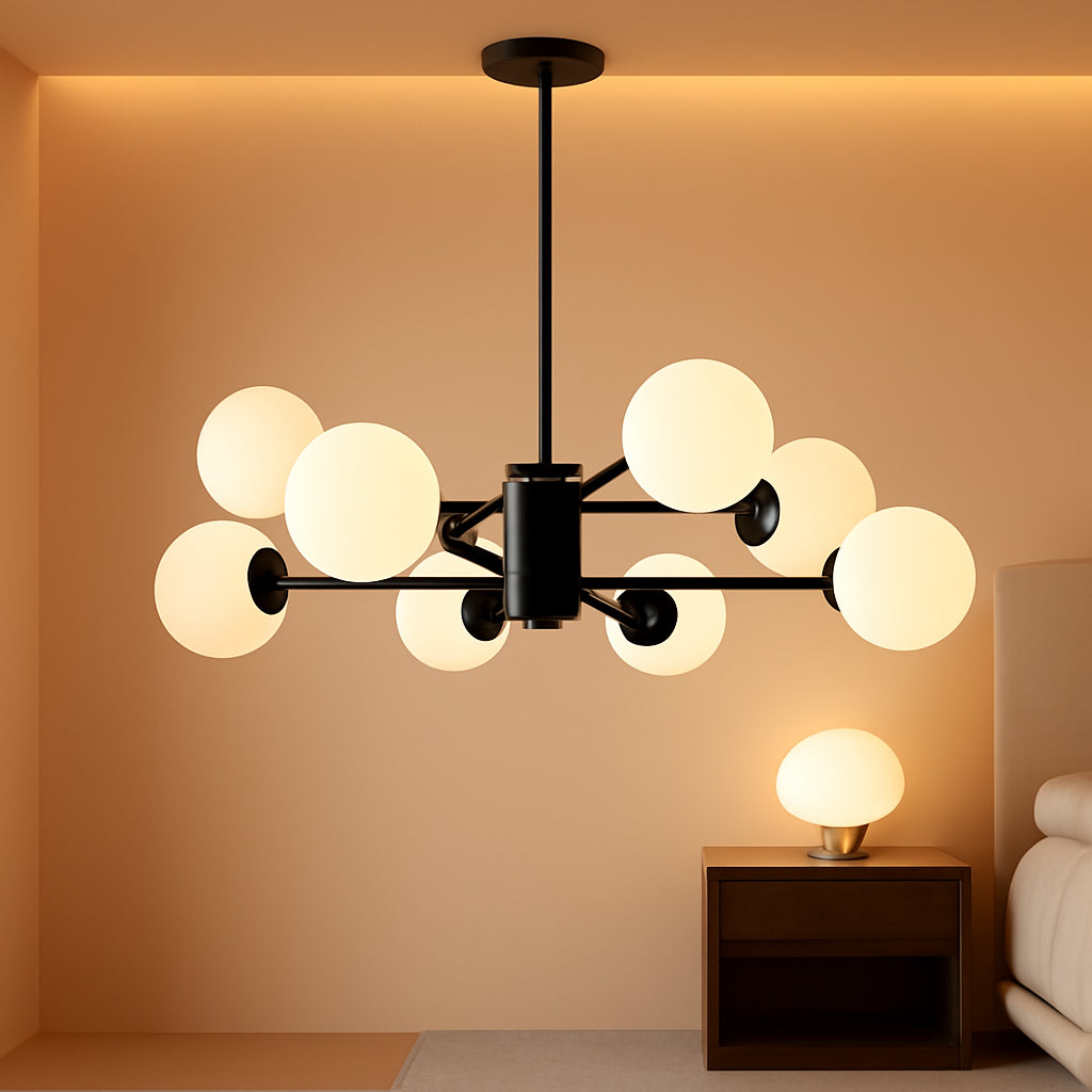 Matte Black Eight Light Adjustable Sputnik Chandelier-0