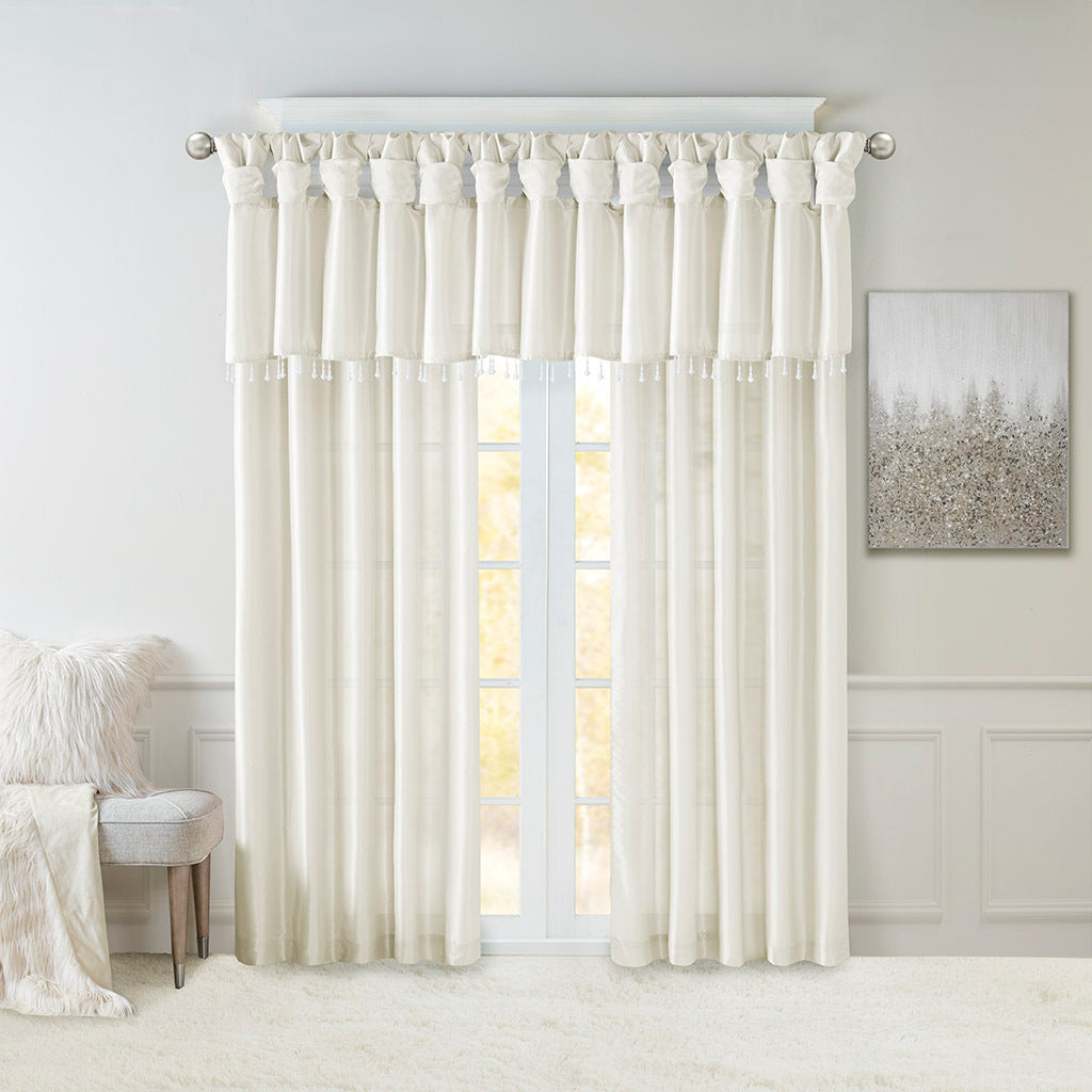 Twist Tab Lined Window Curtain Panel White 50x84
