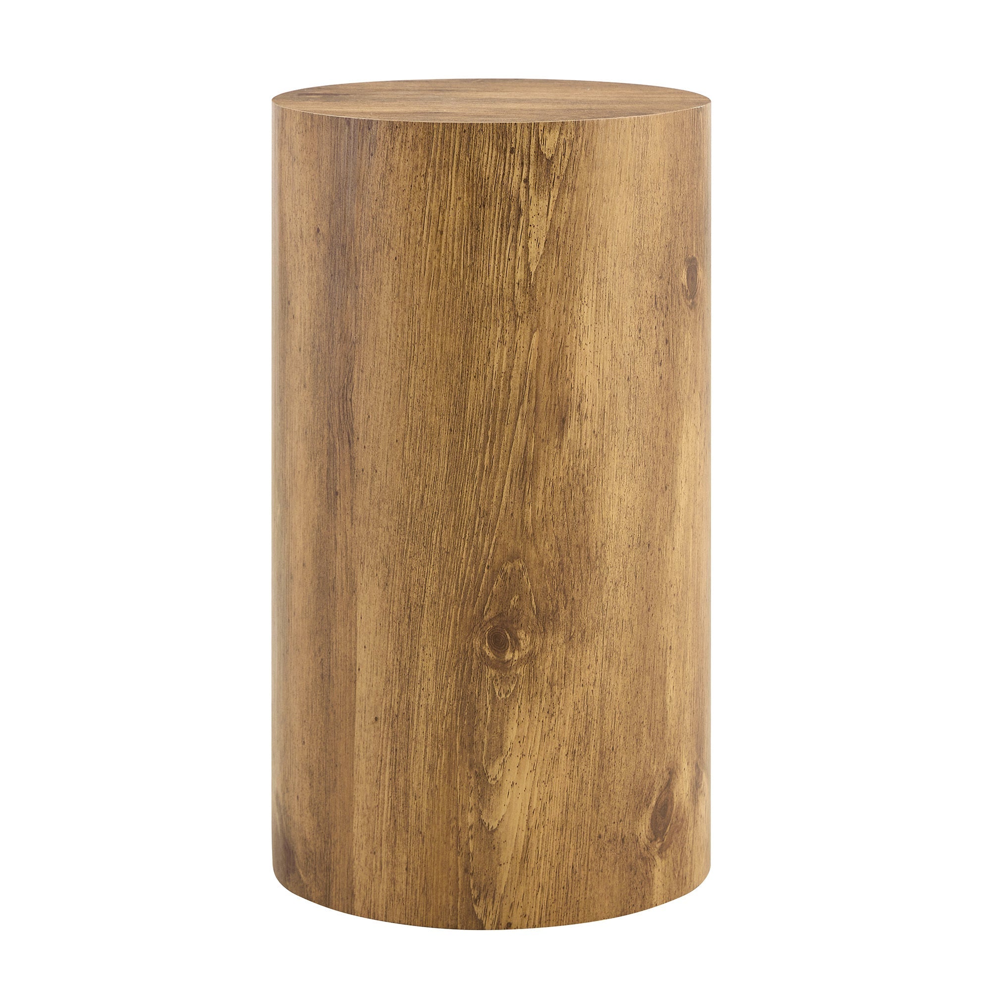 Modern Minimalist Set of Two Wood color Cylinder Coffee Tables