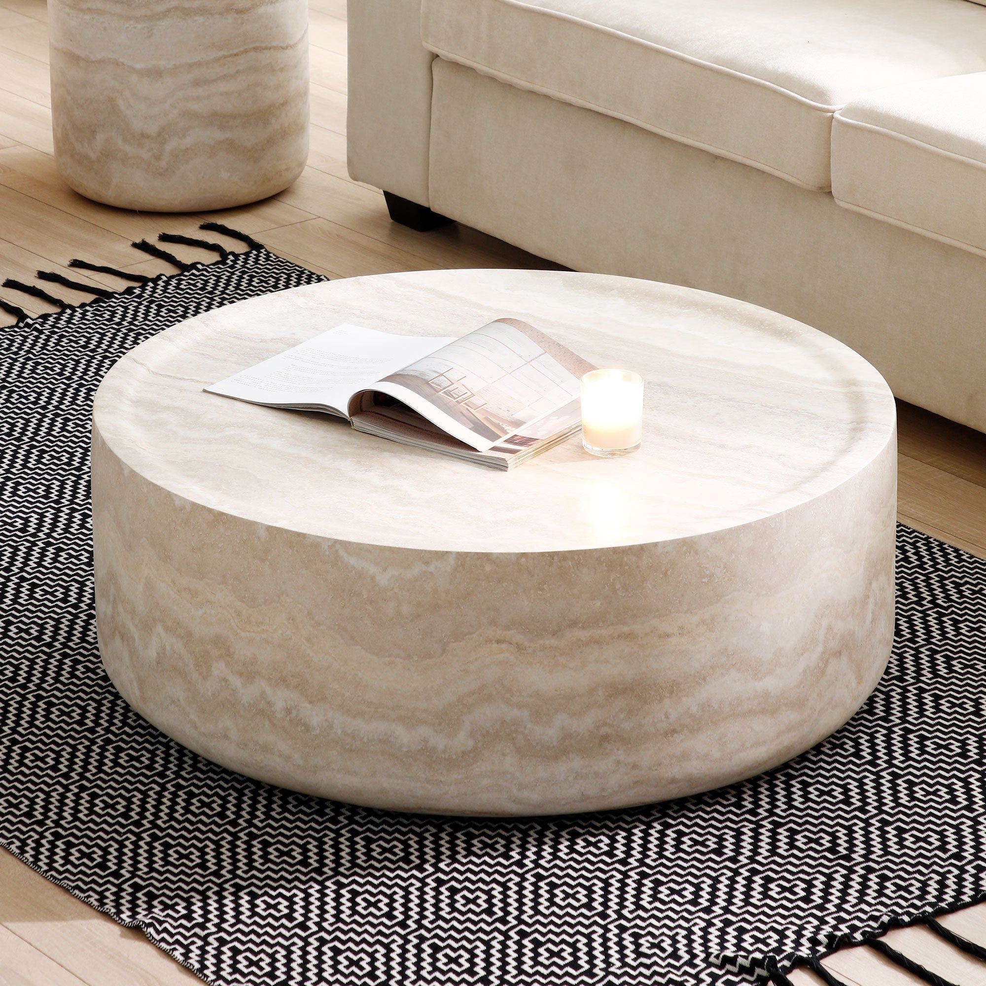 Round Faux Pattern Coffee Tables-1