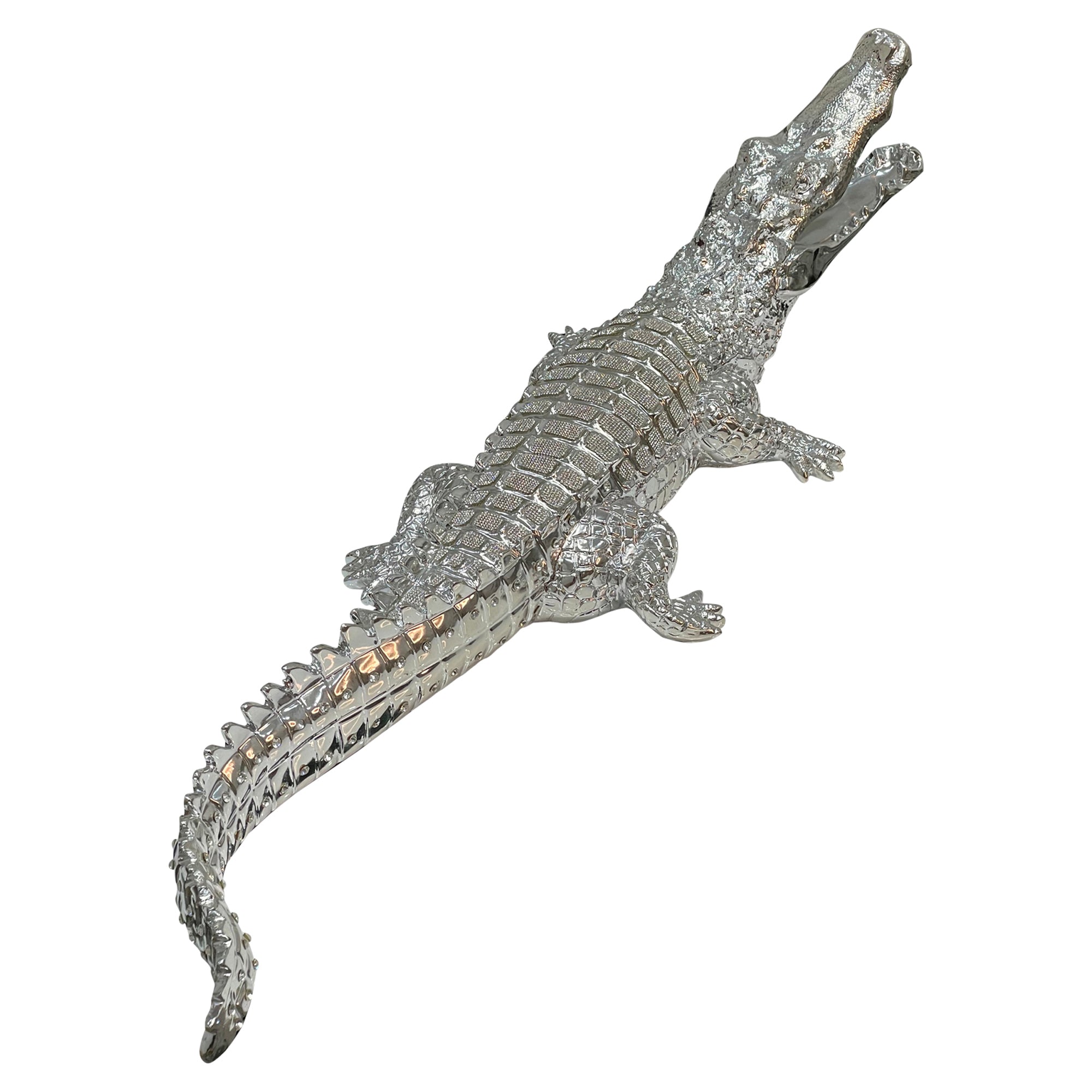 Ambrose Diamond Encrusted Chrome Plated Crocodile-4