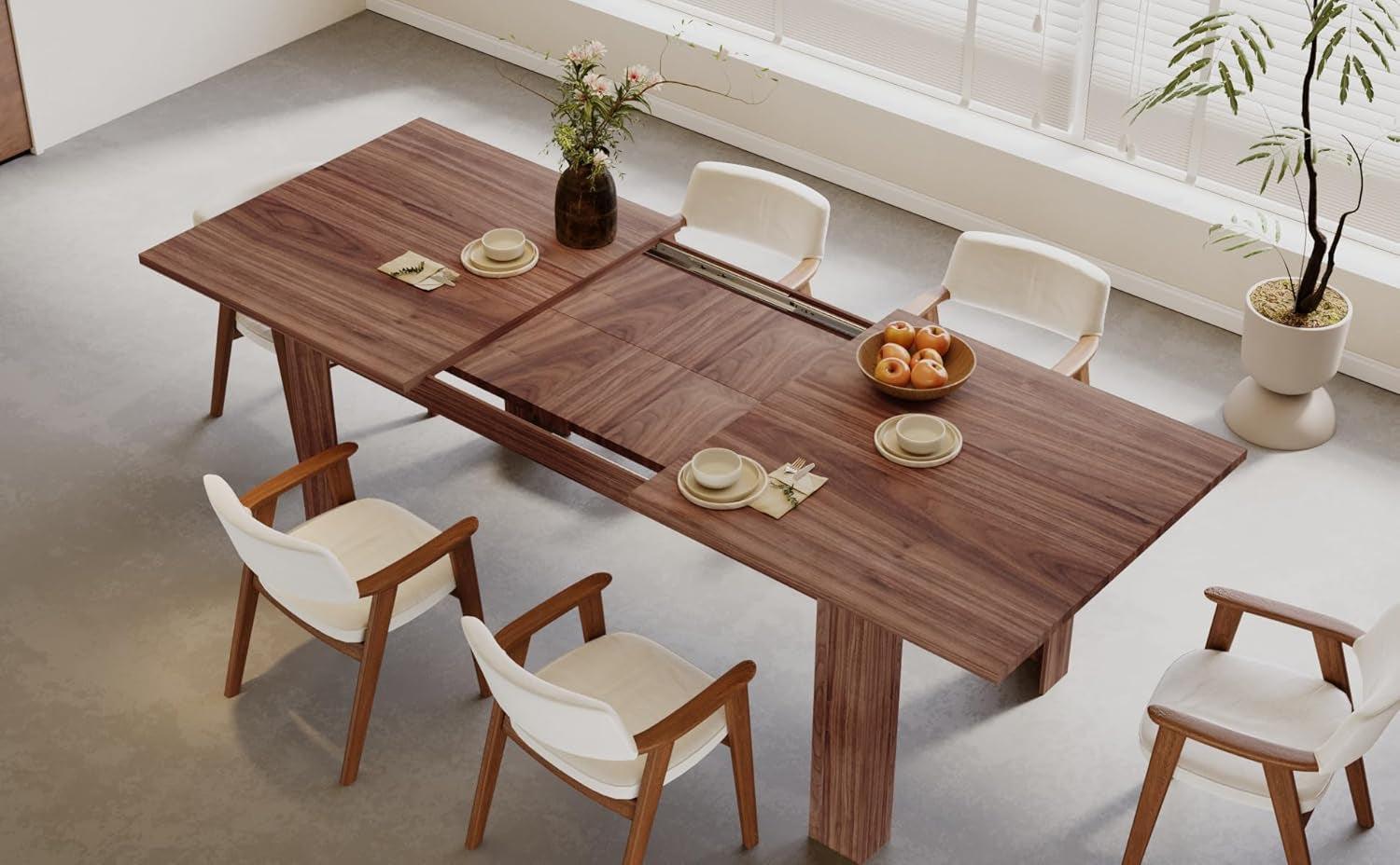 Expandable Dining Table For 6 To 8 Seater Brown Engineered Wood