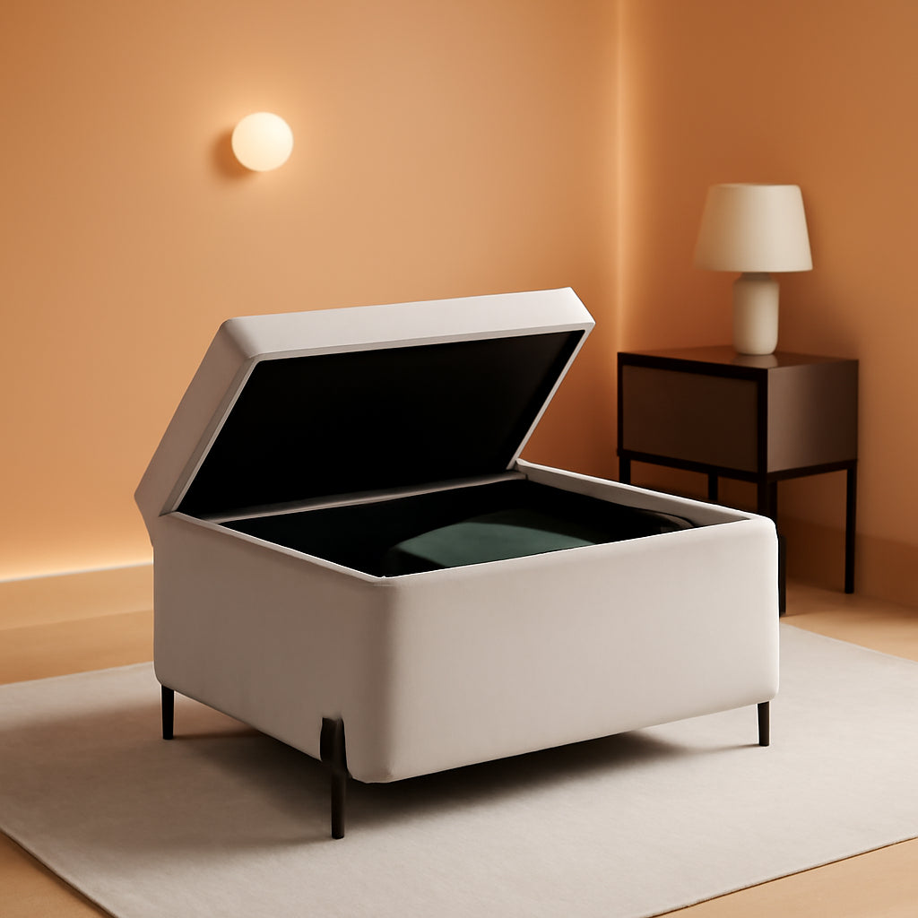 Connor Thirty One Point One Inch Taupe Velvet Storage Ottoman