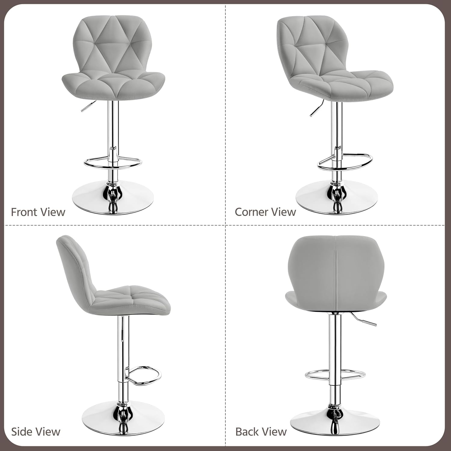 Elegant PU Leather Swivel Bar Stools Set of Four