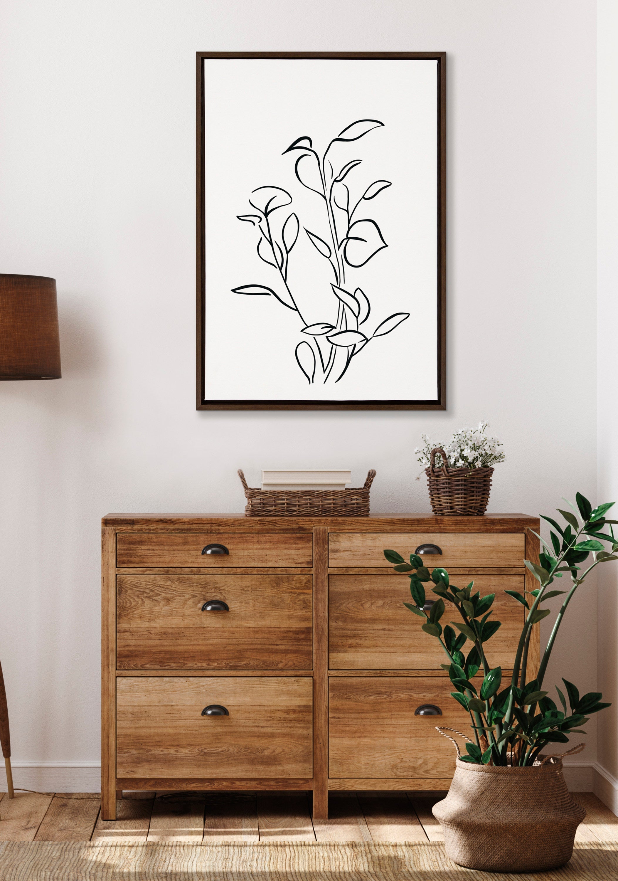 Sylvie Botanical Sketch Print No 2 Framed Canvas by The Creative Bunch Studio