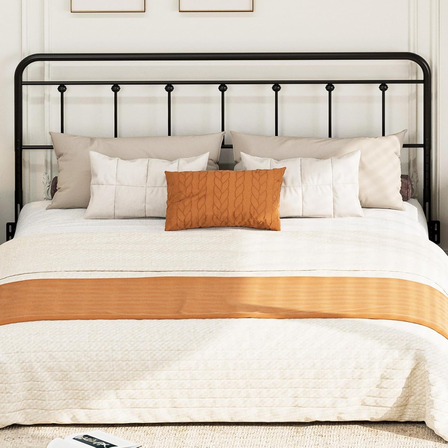 Adjustable Metal King Size Headboard With Victorian Style