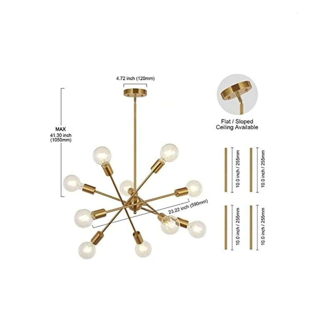 Modern Sputnik Chandelier Lighting with Adjustable Arms-4