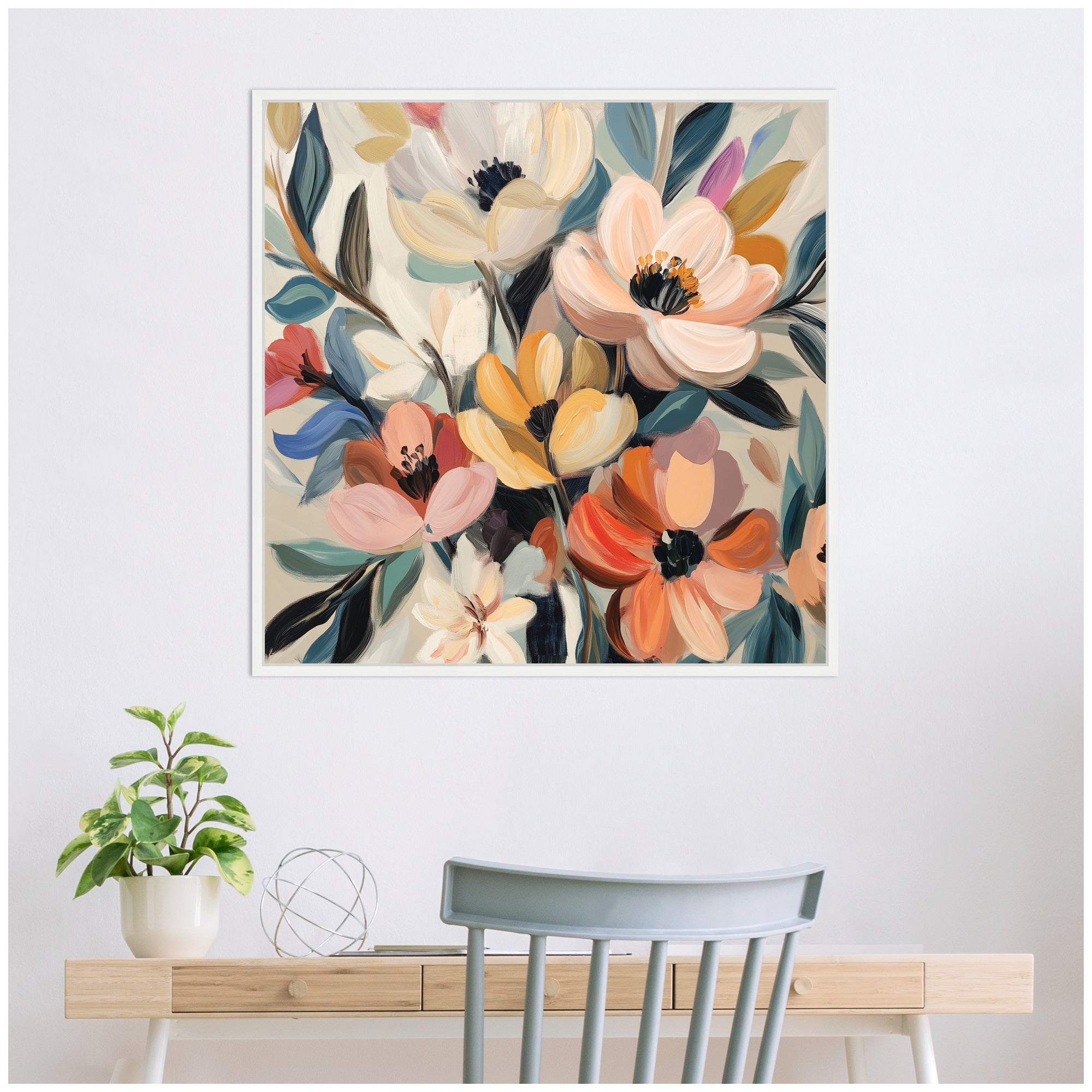 Sylvie Garden Bloom Abstract Bouquet II Framed Canvas by The Creative Bunch Studio