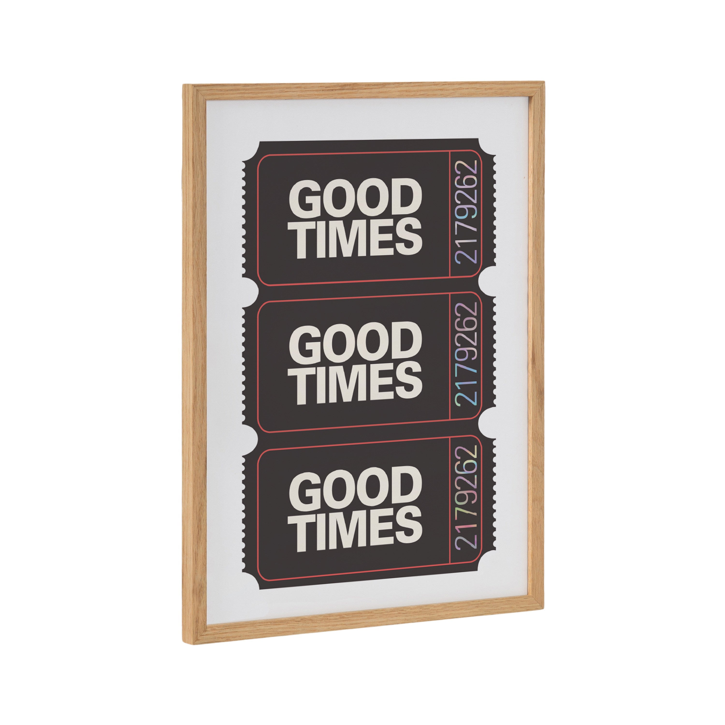 Gallery Preppy Retro Positive Quote Good Times Ticket Print by The Creative Bunch Studio