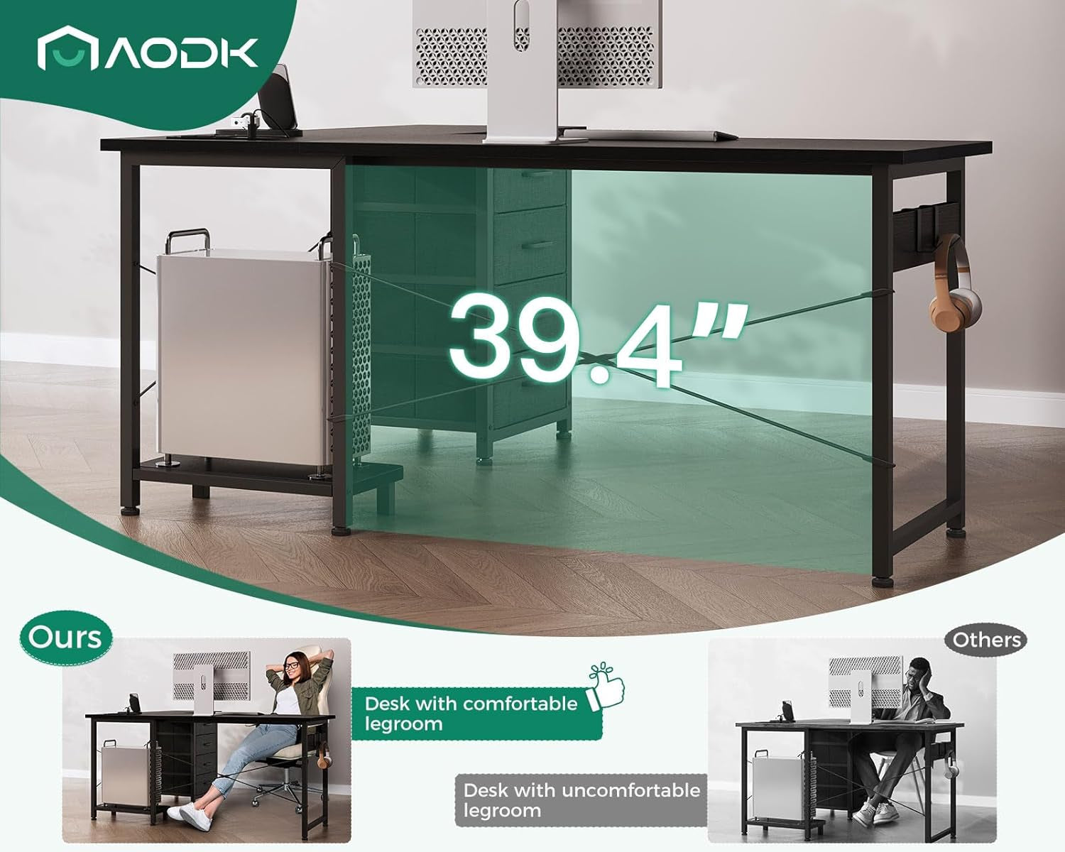 53 Inch L Shaped Gaming Desk With USB Ports For Home Office