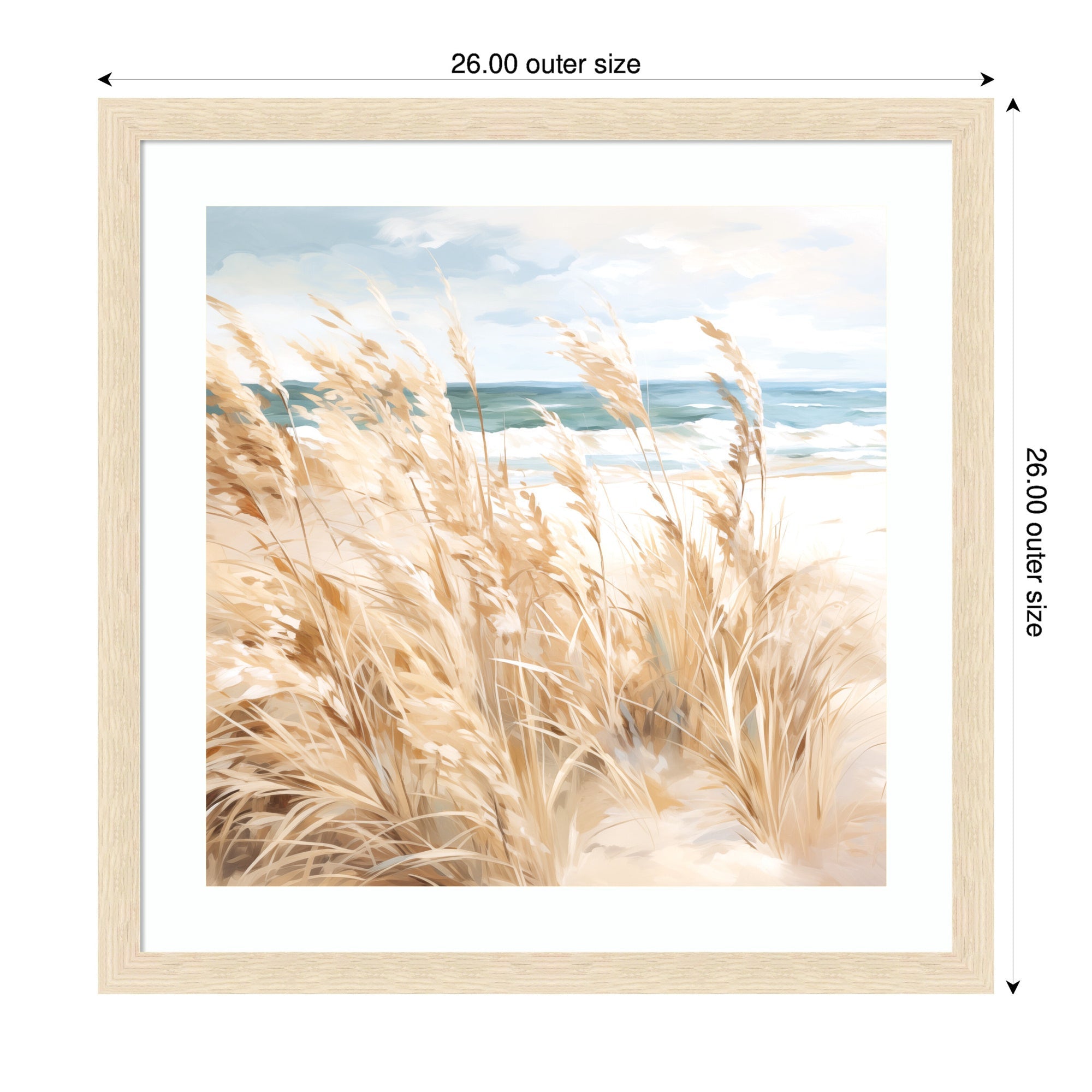 Framed Art Beige Beach Grass Near Traquil Beach by The Creative Bunch Studio
