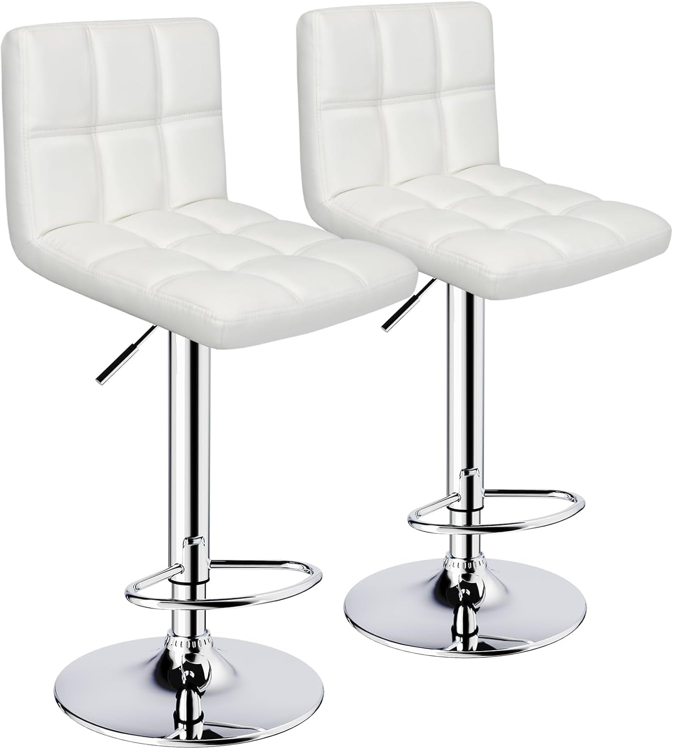 White Bar Stools Set Of 2 Armless Adjustable Swivel