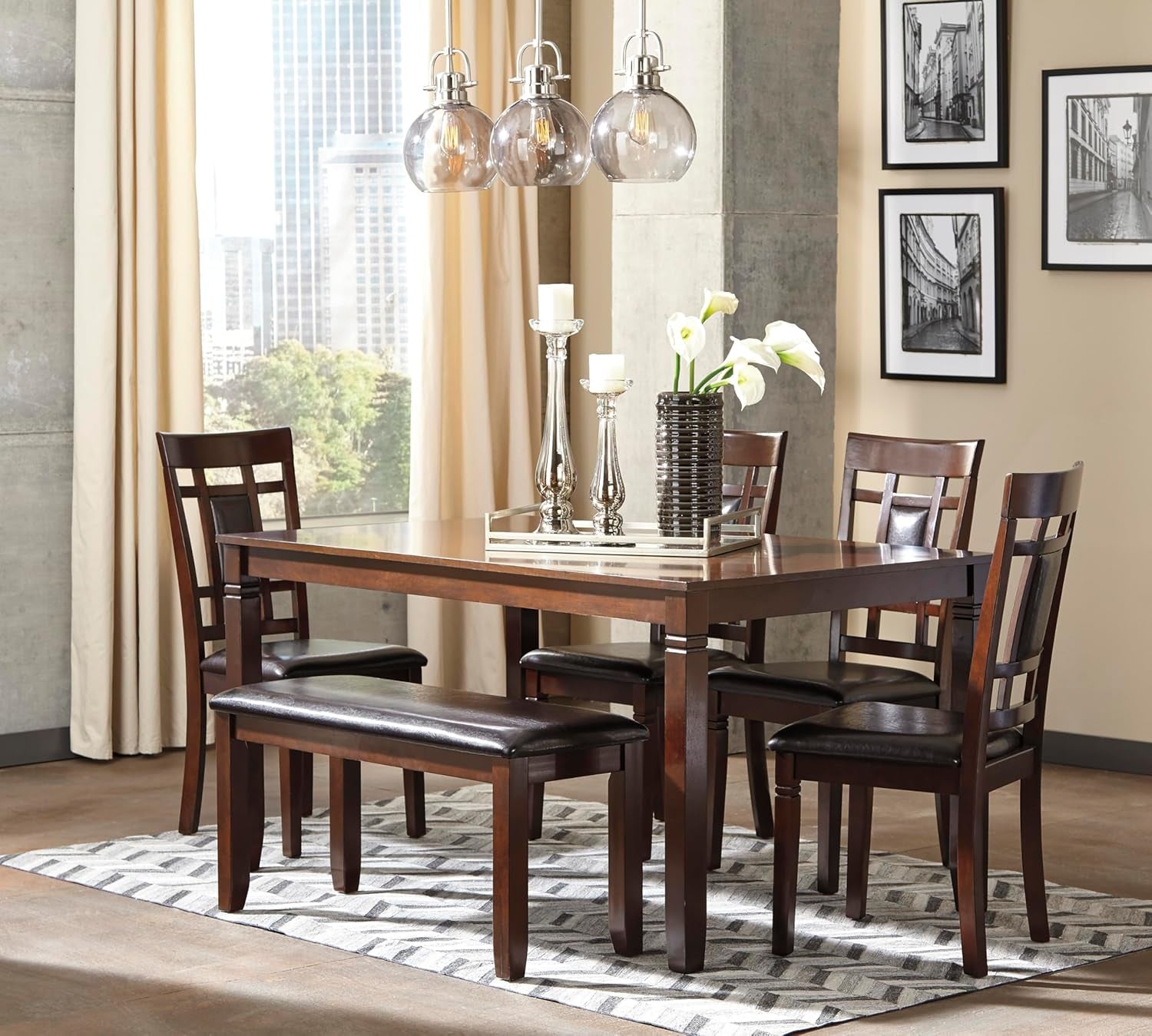 Brown Contemporary Engineered Wood Dining Table Set