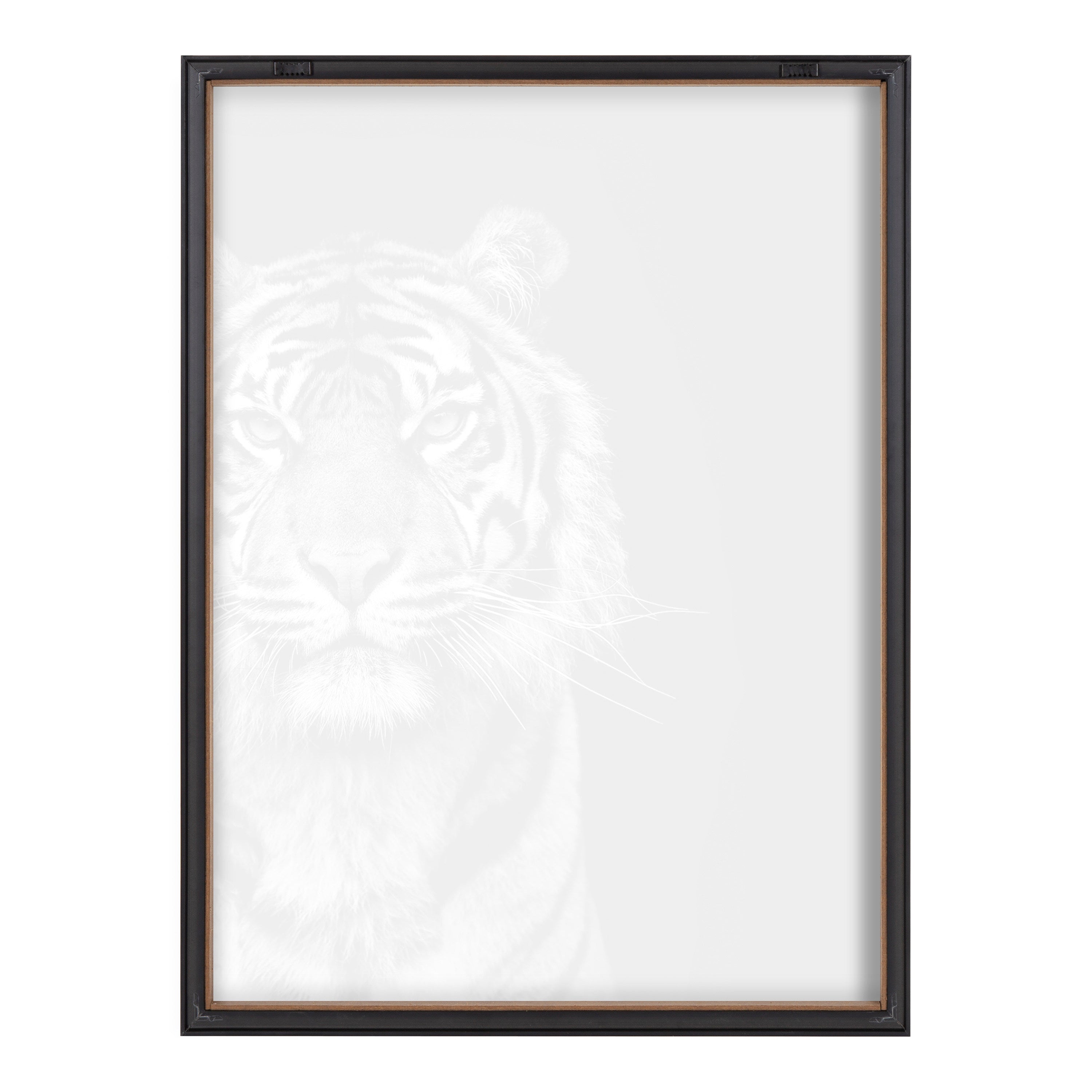 Blake Tiger Minimalist Animal Framed Printed Glass by The Creative Bunch Studio