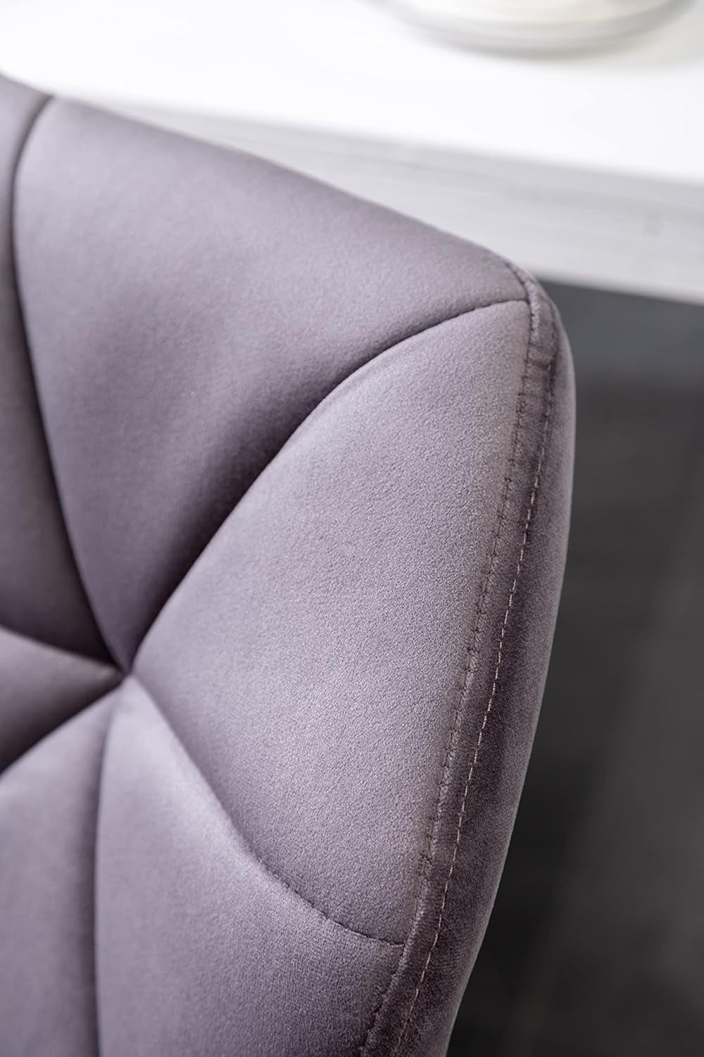 Breni Velvet Diamond Tufted Swivel Adjustable Height Bar Stool Set Of 2 Gray