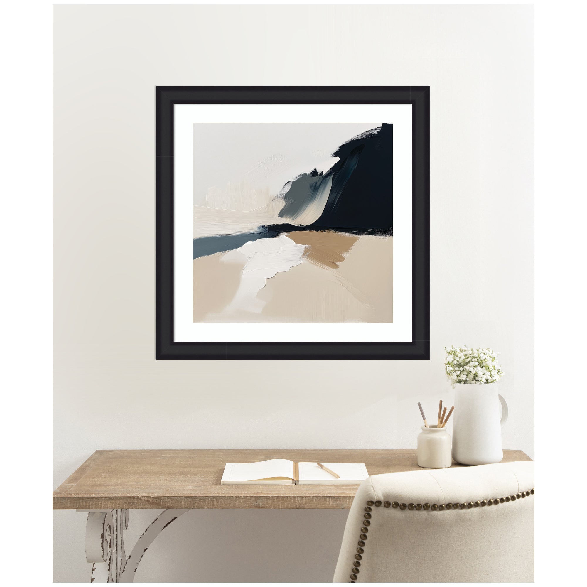 Framed Art Coastal Sand Modern Abstract Landscape II by The Creative Bunch Studio
