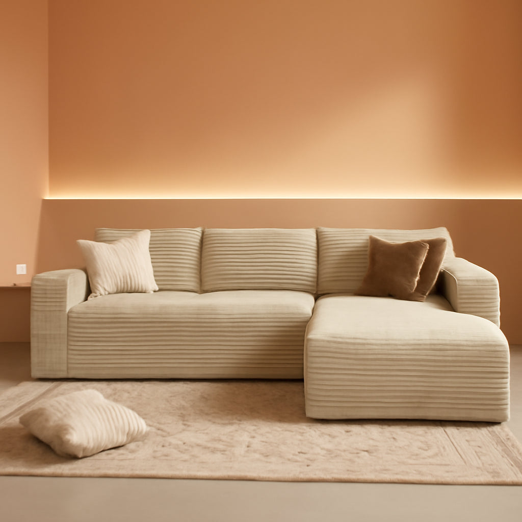 104 Inch Cloud Sectional Sofa Beige No Assembly Required Modern Upholstered Deep Seat Living Room