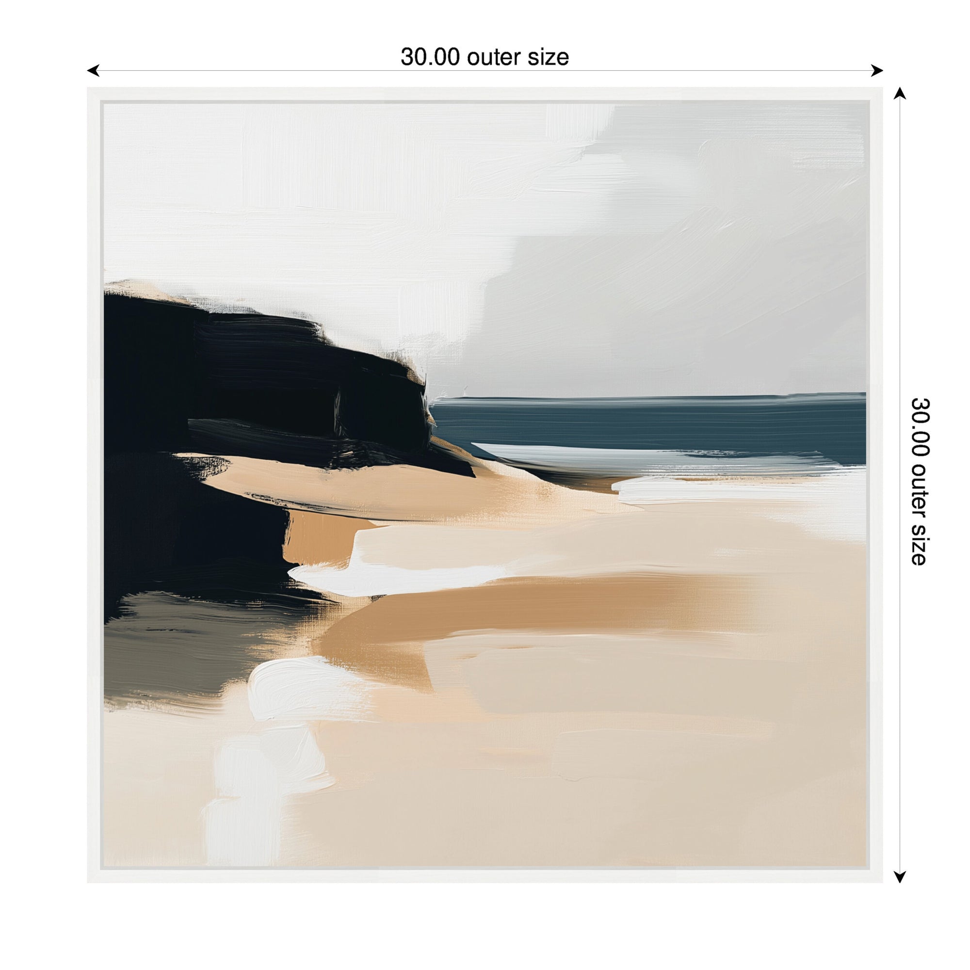 Sylvie Coastal Sand Modern Abstract Landscape I Framed Canvas by The Creative Bunch Studio