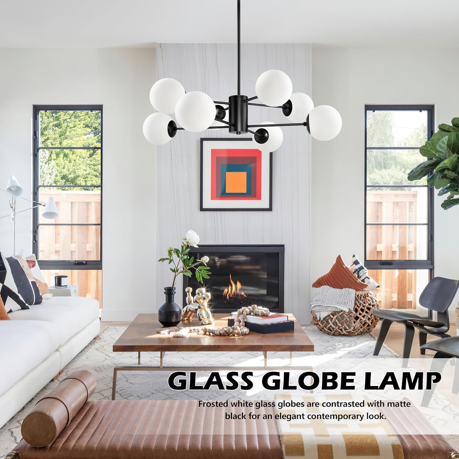 Matte Black Eight Light Adjustable Sputnik Chandelier-1