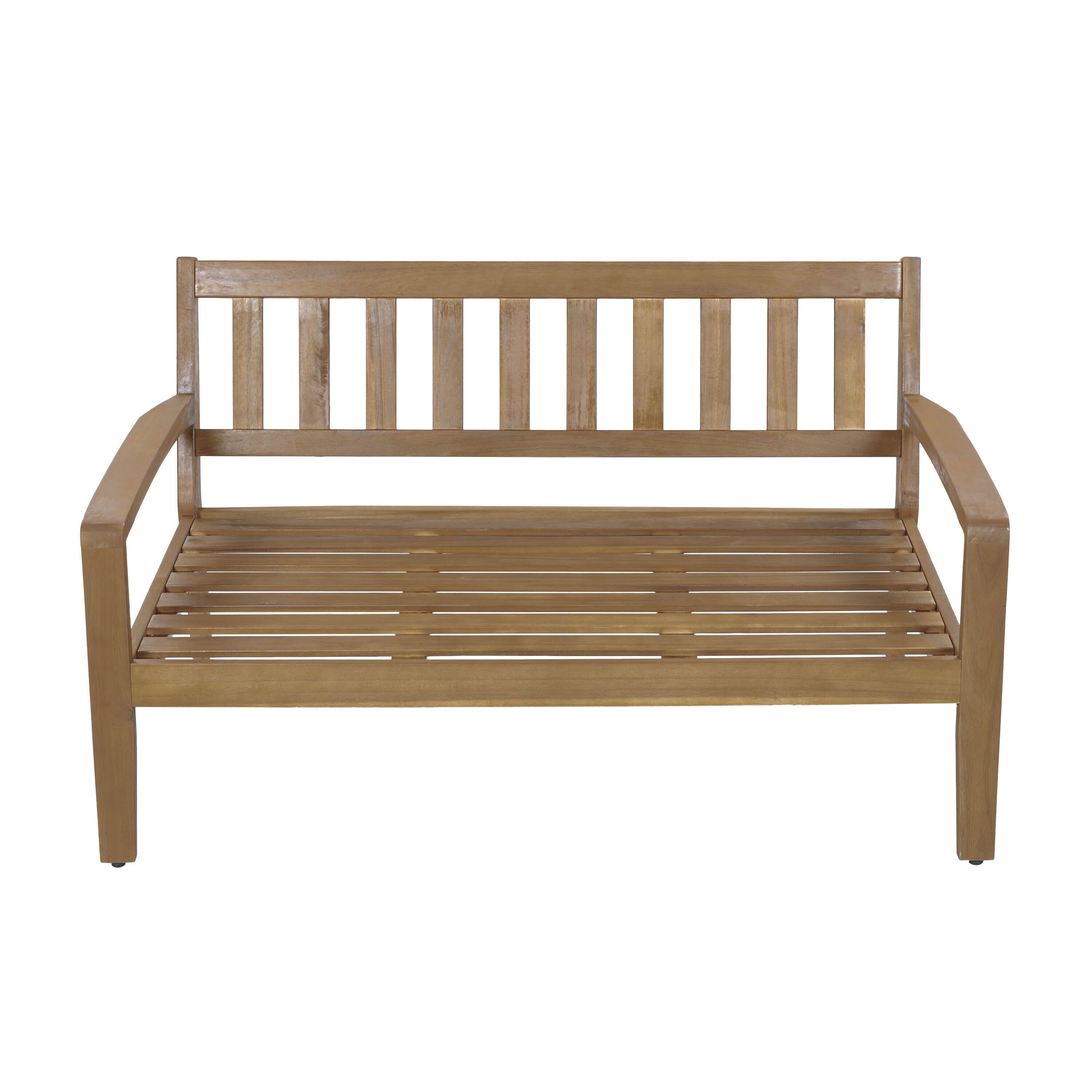 2-Piece Outdoor Gray Acacia Wood Conversation Set