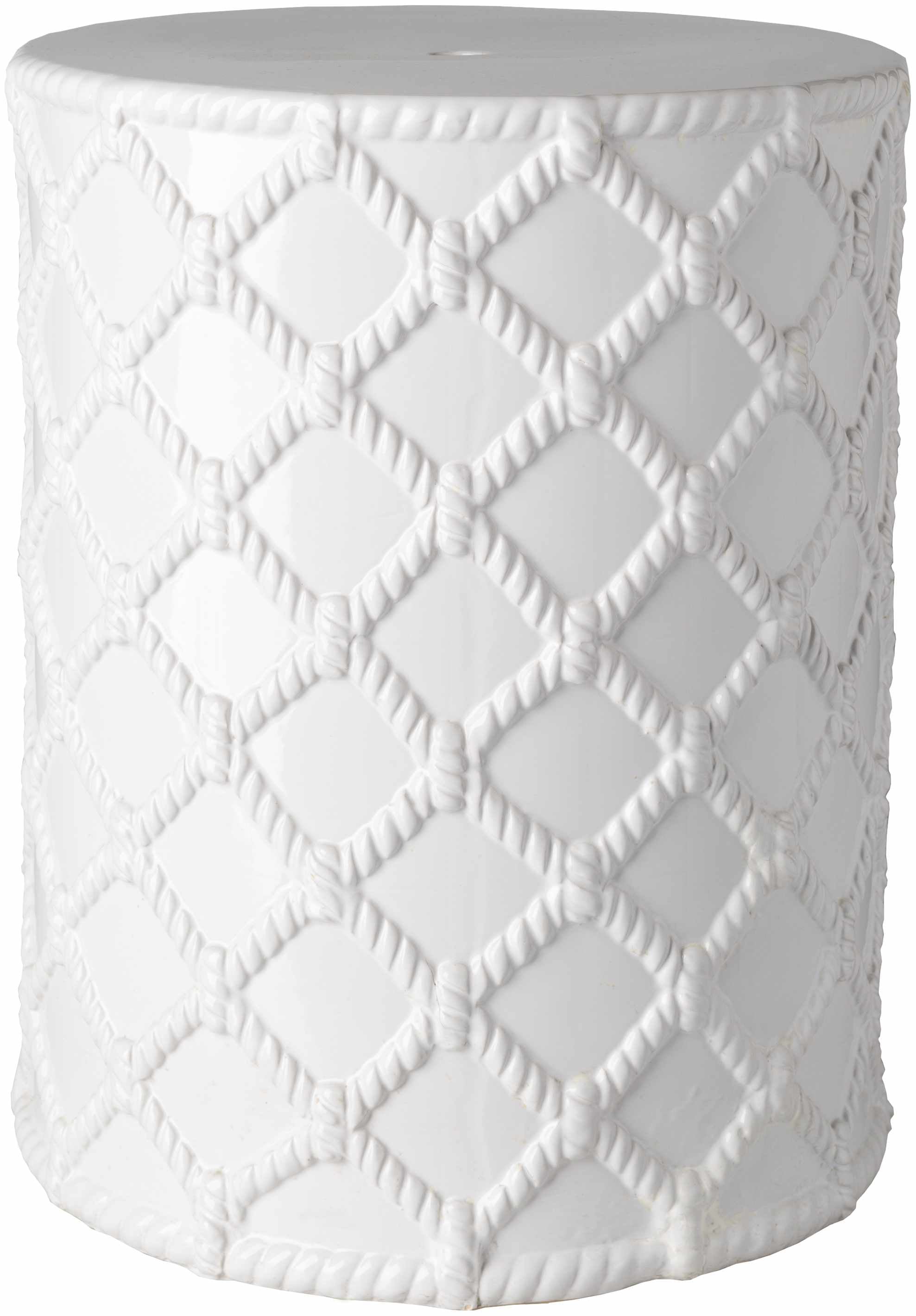 Balagui White Rope Pattern Ceramic Stool-0