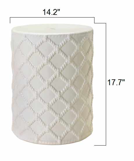 Balagui White Rope Pattern Ceramic Stool-2