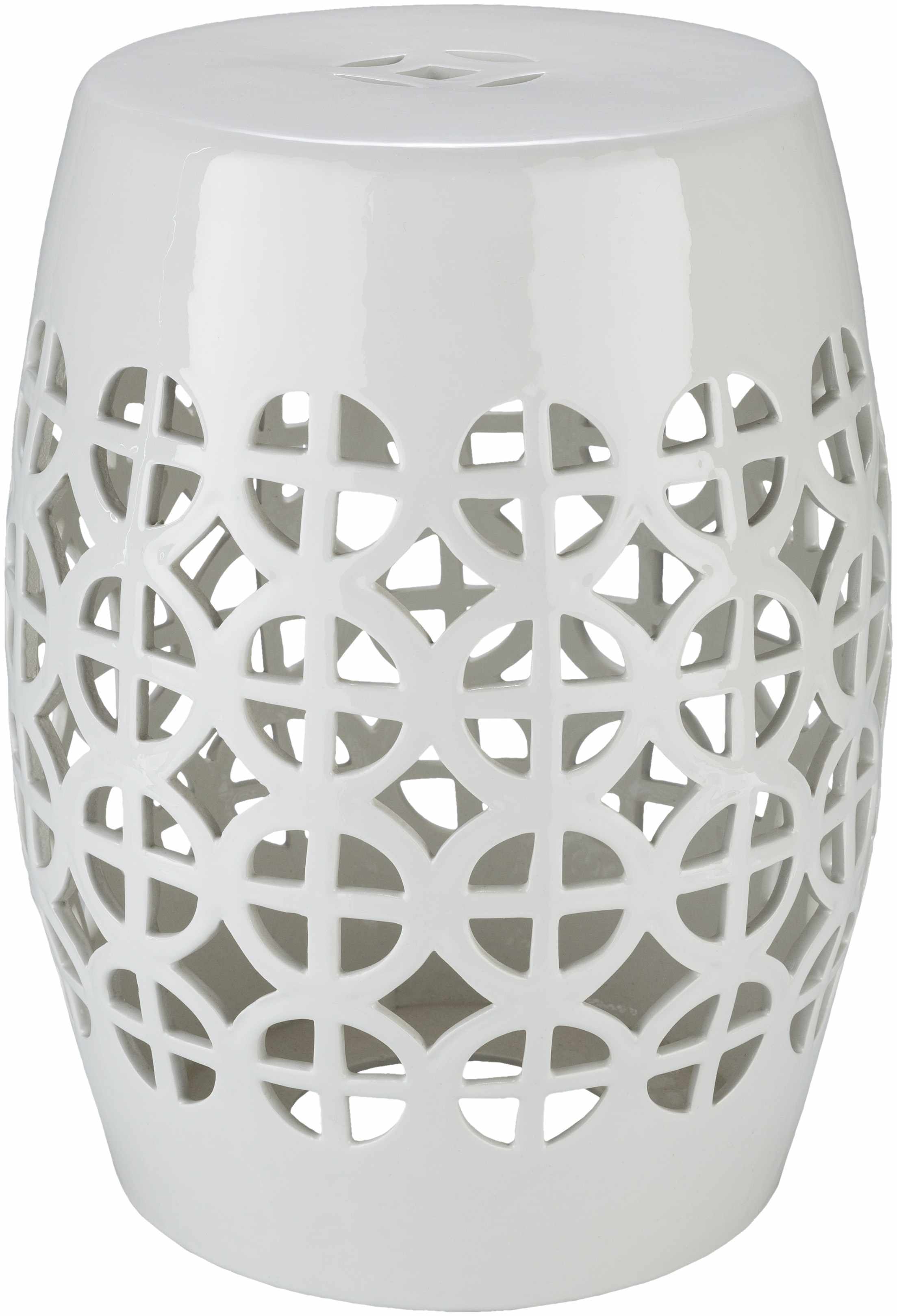 White White Geometric Ceramic Stool-0