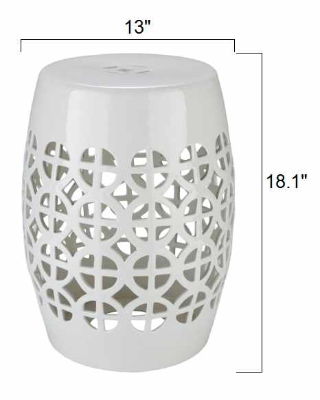 White White Geometric Ceramic Stool-3