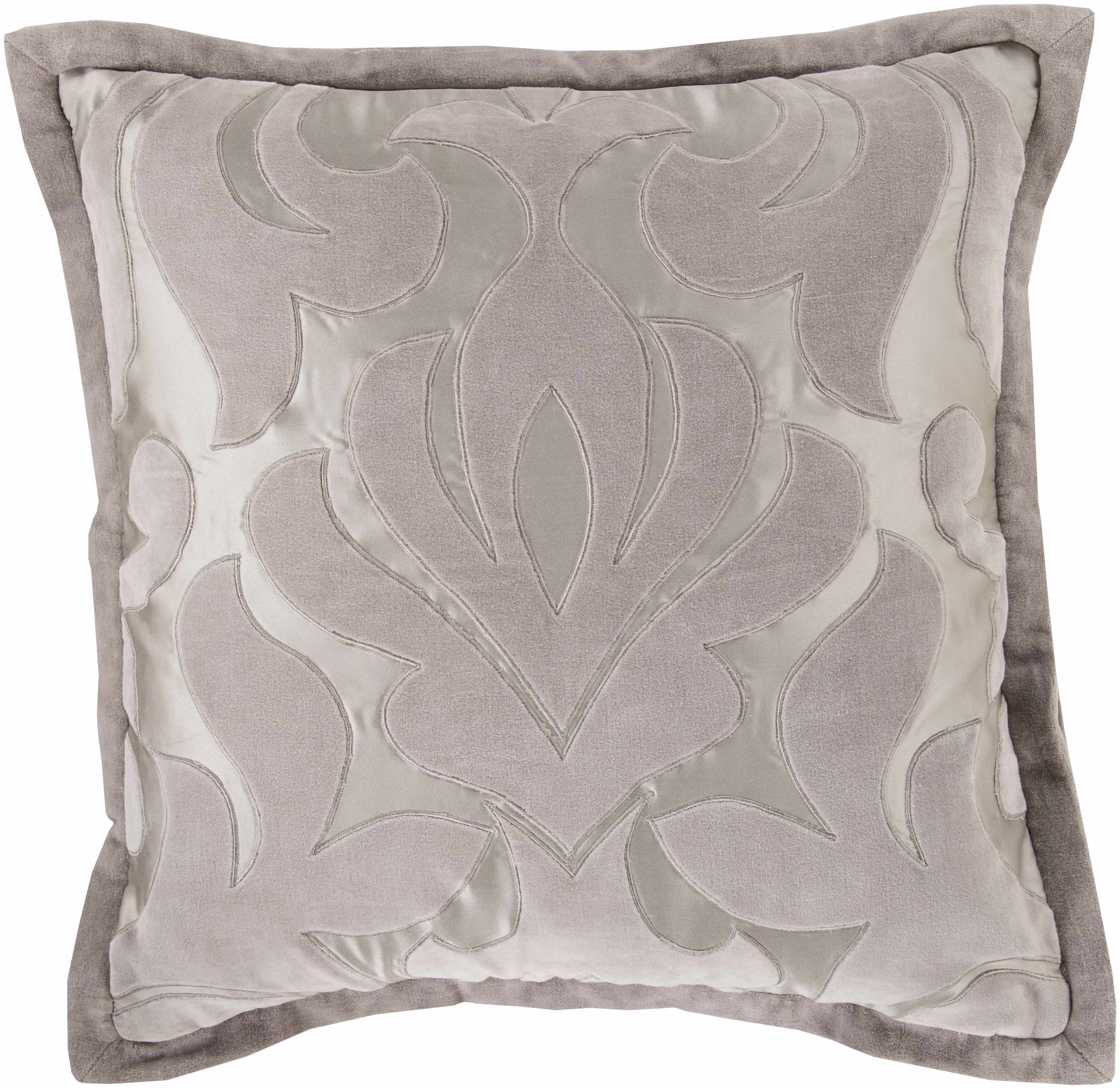 Balfron Gray Embroidered Square Throw Pillow - Clearance-0