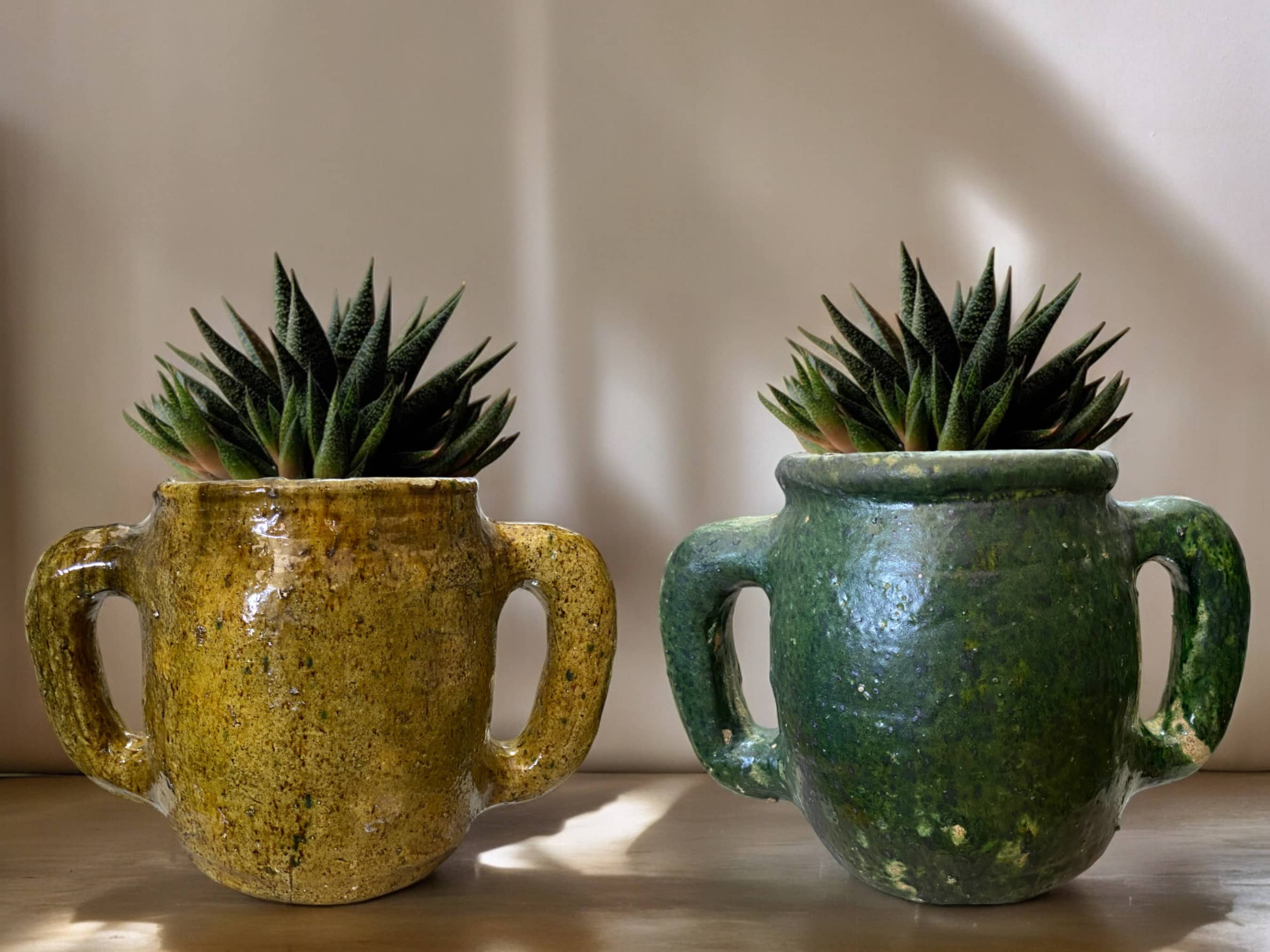 Handmade Moroccan Vintage Shaded Ochre Glaze Tamegroute Holder Planter/Pot: Unique Ceramic Pottery for Plants-0