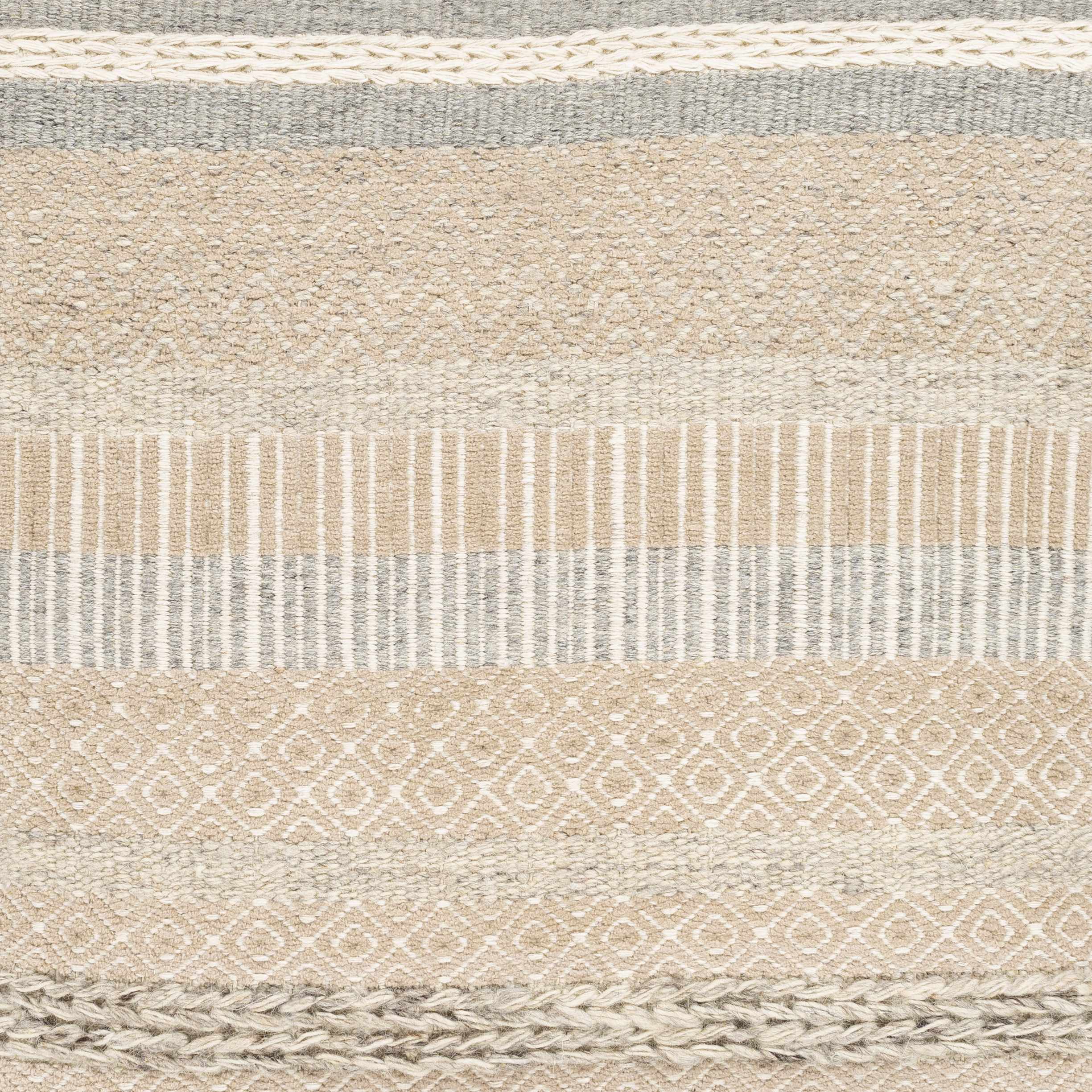 Bancroft Ivory Handwoven Textured Pouf-2