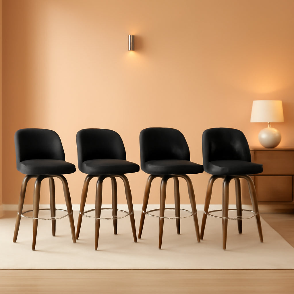 Bar Stools Set Of 4 26 Inch Black Counter Height Swivel