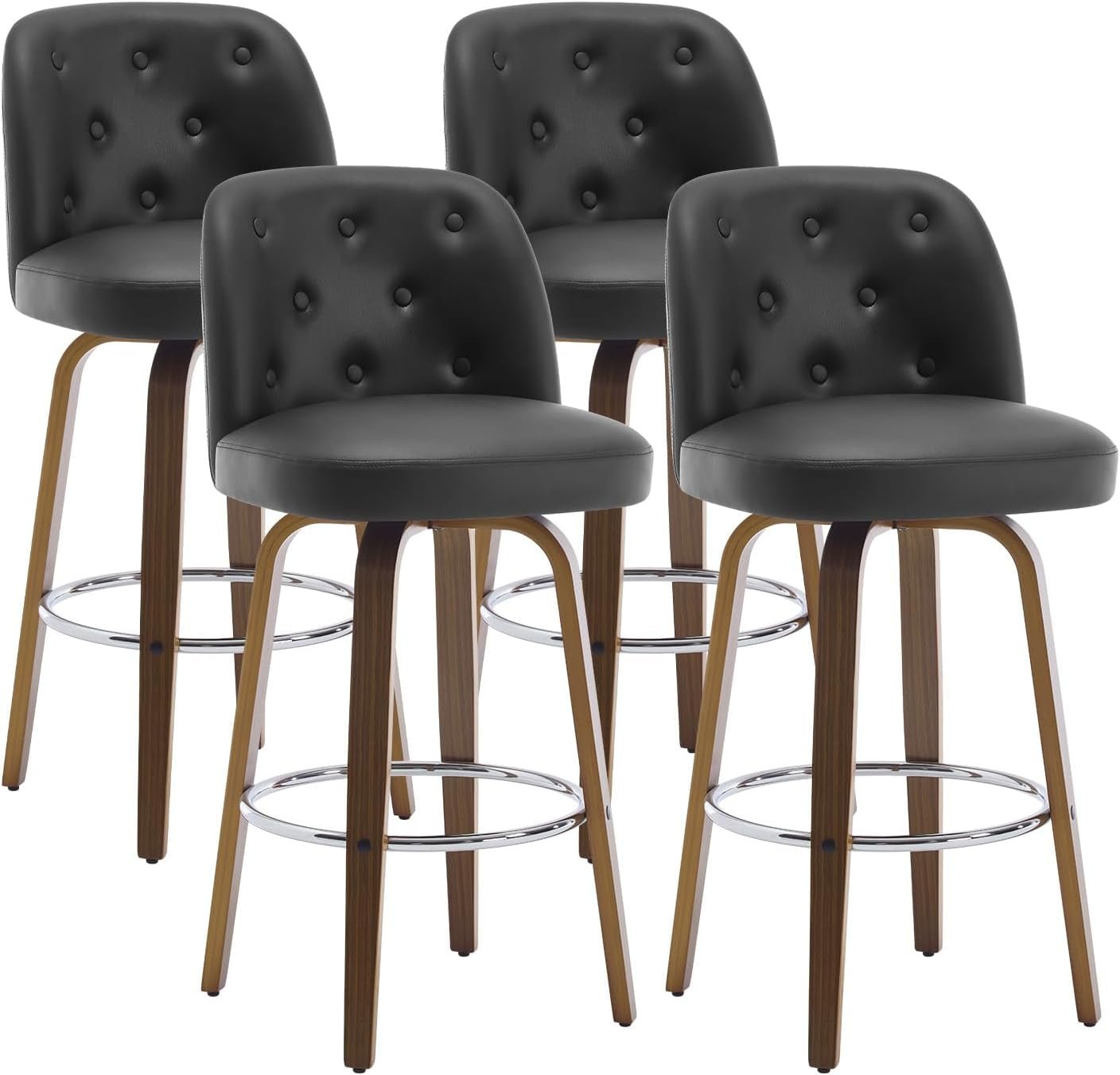 Bar Stools Set Of 4 26 Inch Black Counter Height Swivel
