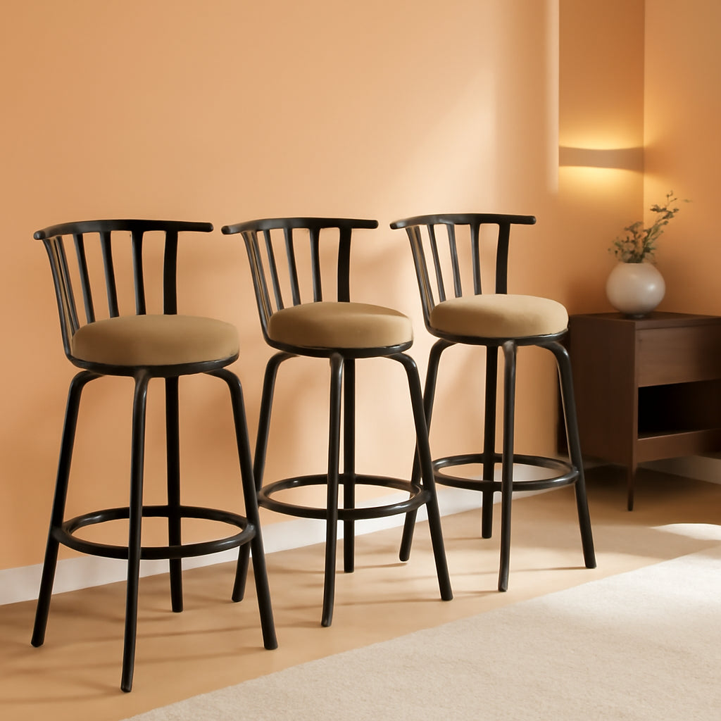 Swivel Bar Stools Set 3 Adjustable 24 To 29 Inches Brown