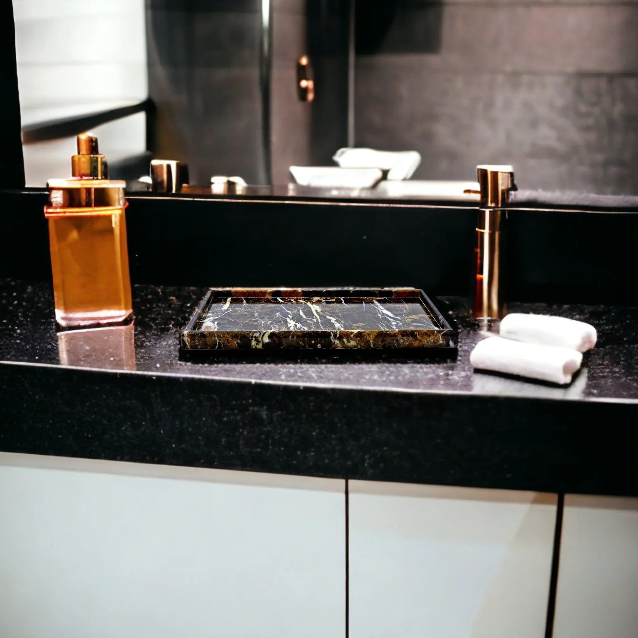 Bathroom Tray - Luxury Bathroom Vanity Tray of Michelangelo Marble