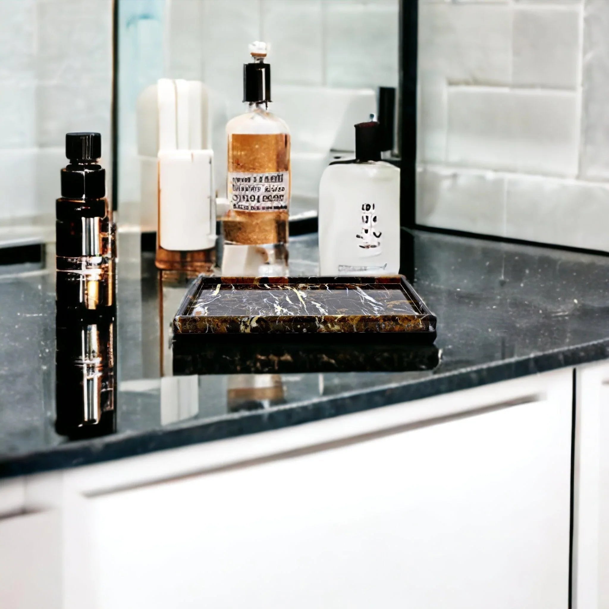 Bathroom Tray - Luxury Bathroom Vanity Tray of Michelangelo Marble