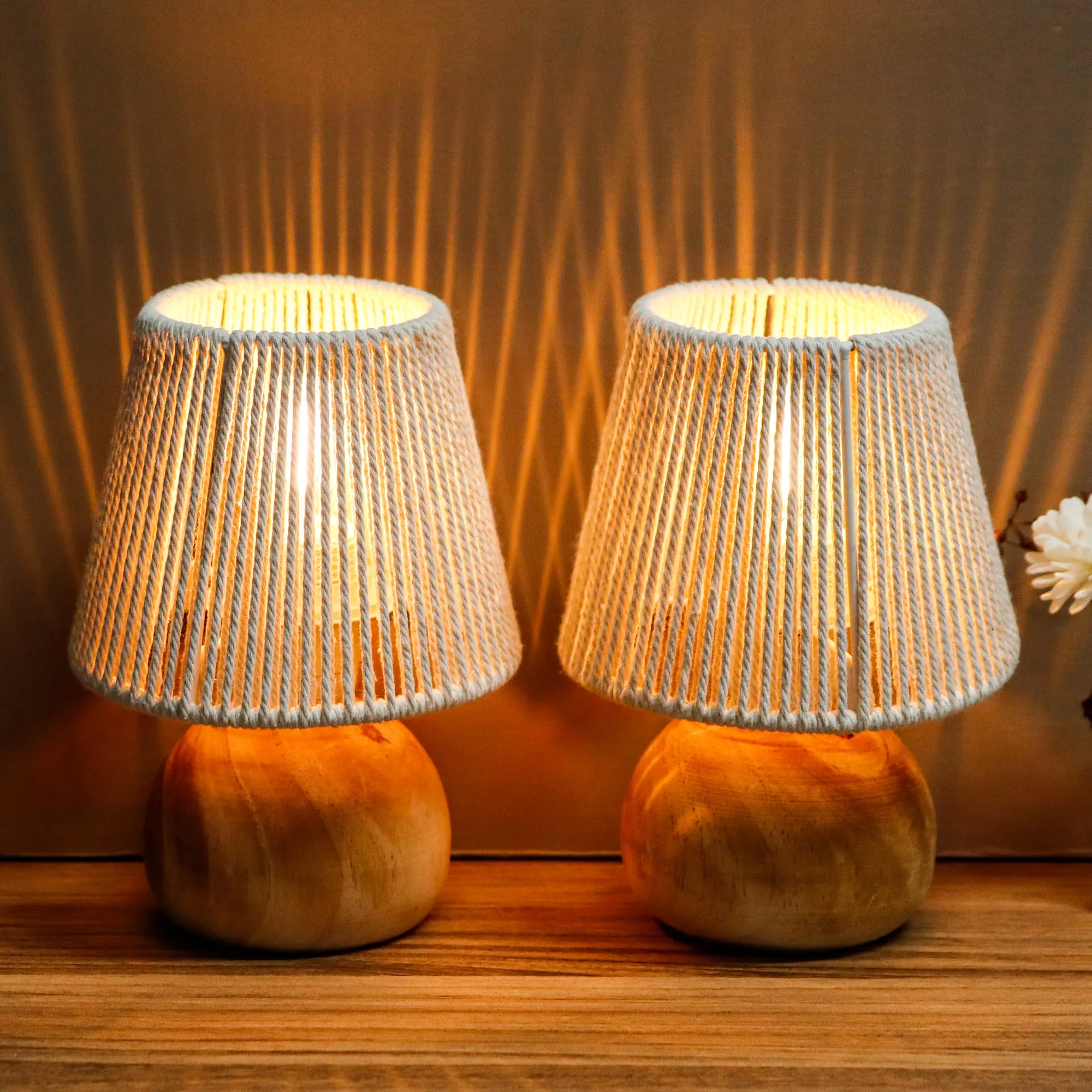 Set of 2 Woven Cotton Rope Table Lamp-3