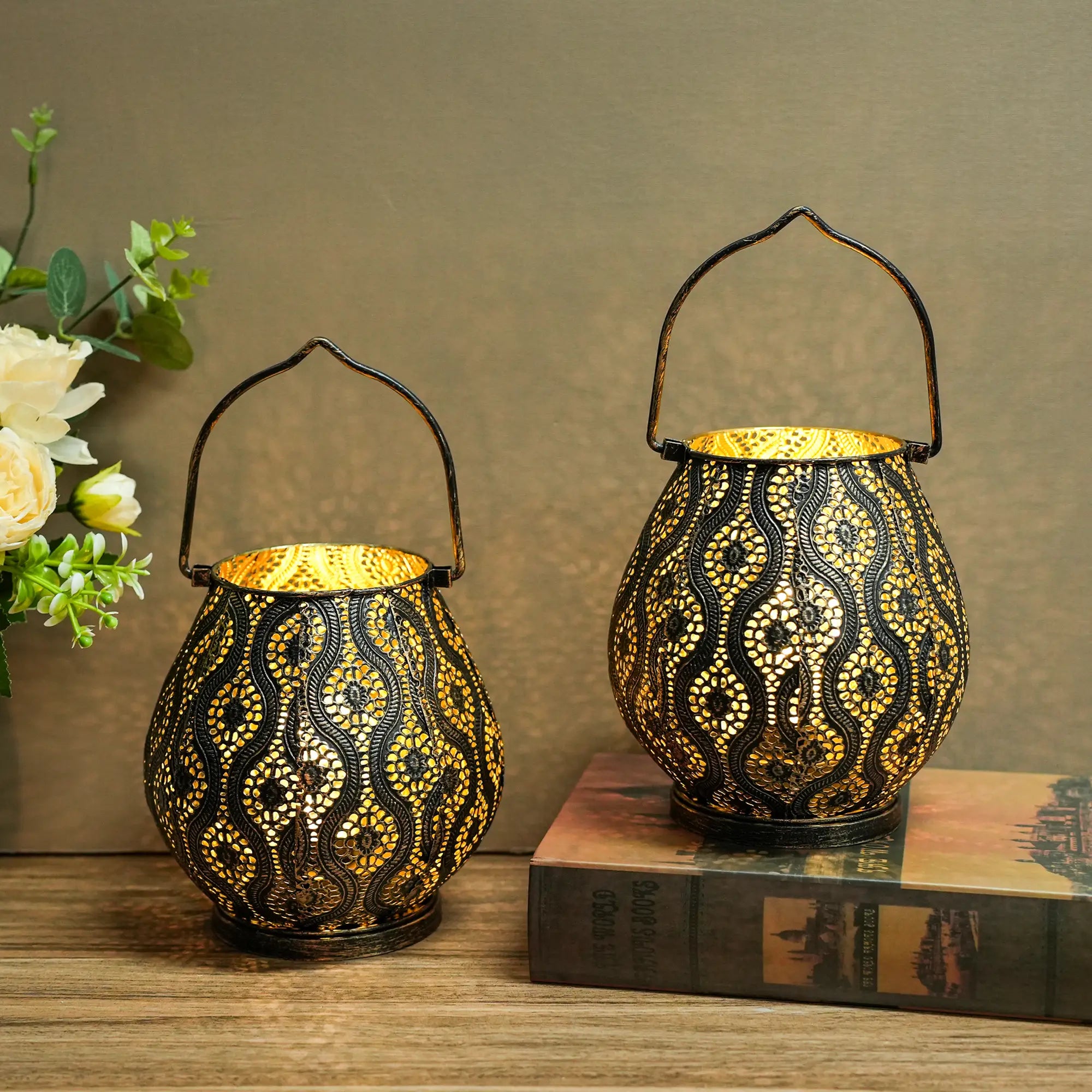 8'' High Battery Powered Cordless Lamp Metal Table Lamps-4